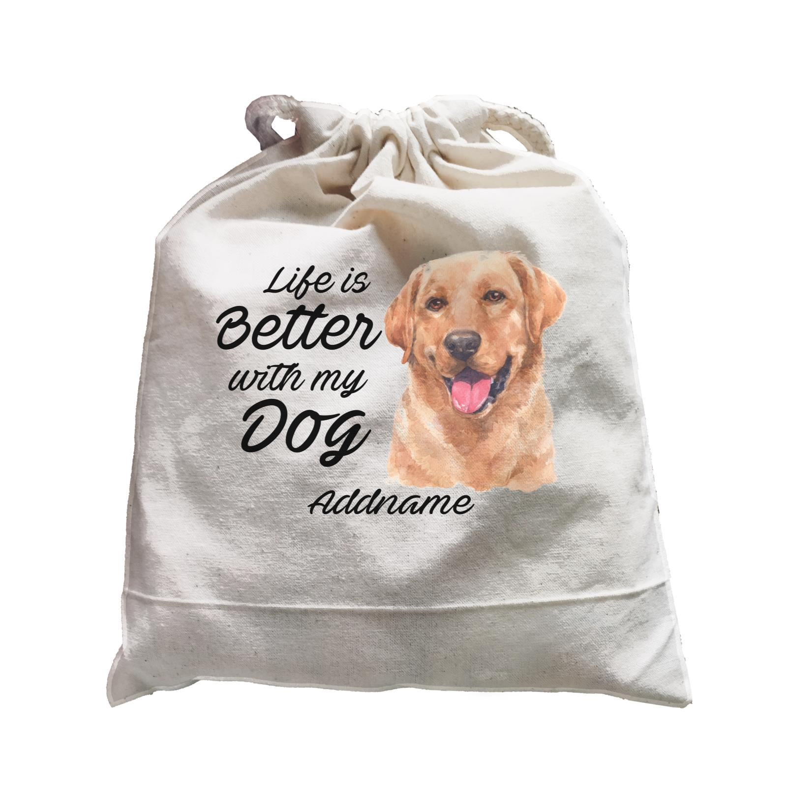 Watercolor Life is Better With My Dog Labrador Brown Addname Satchel