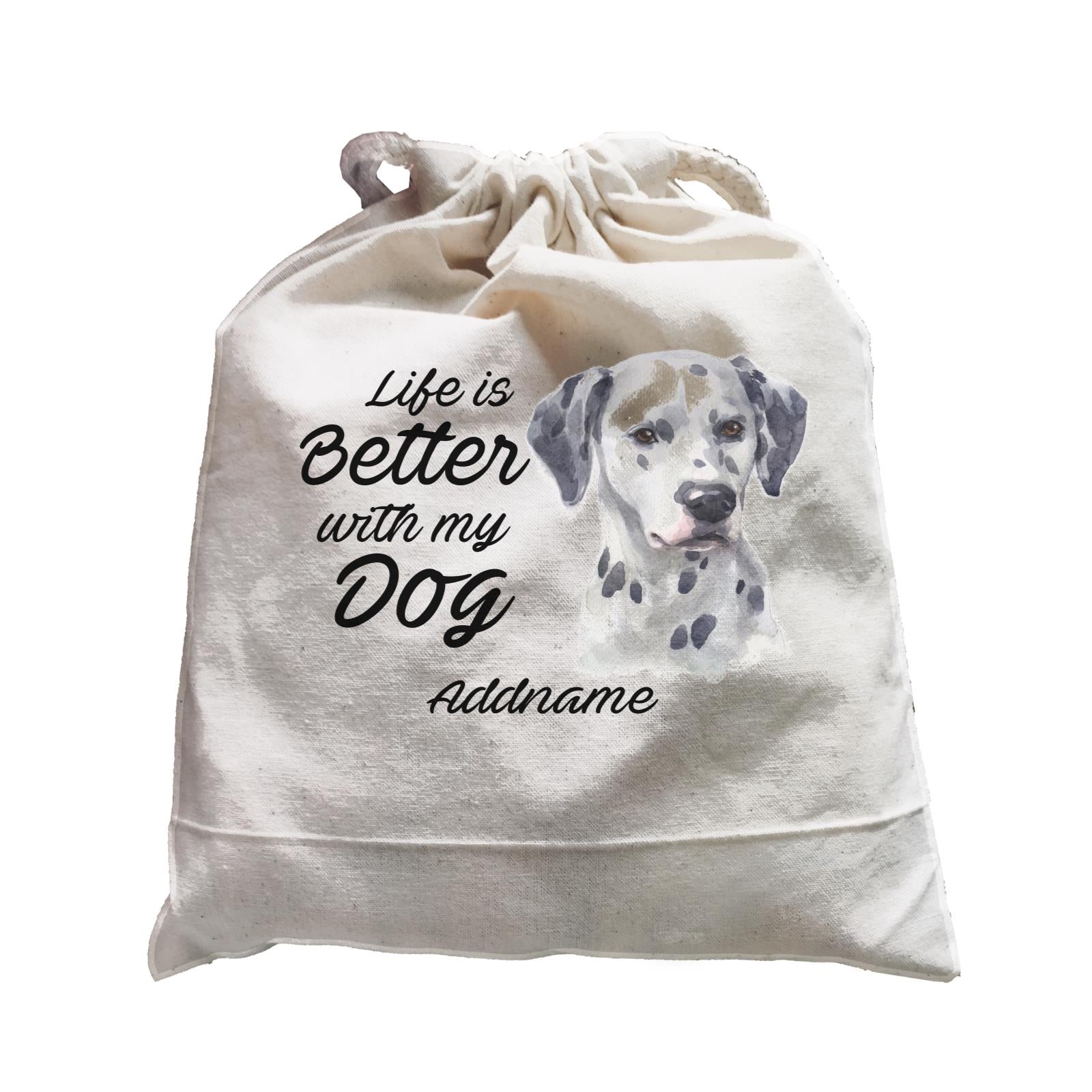 Watercolor Life is Better With My Dog Dalmatian Addname Satchel