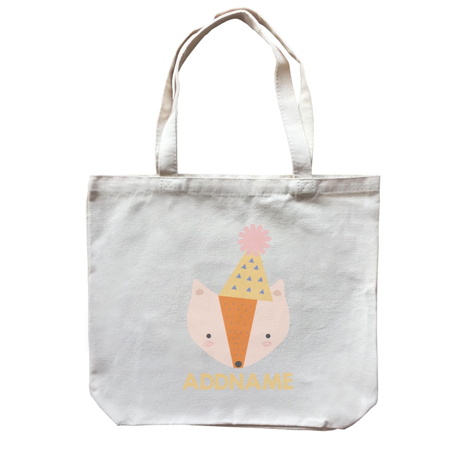 Cute Fox with Party Hat Birthday Theme Canvas Bag