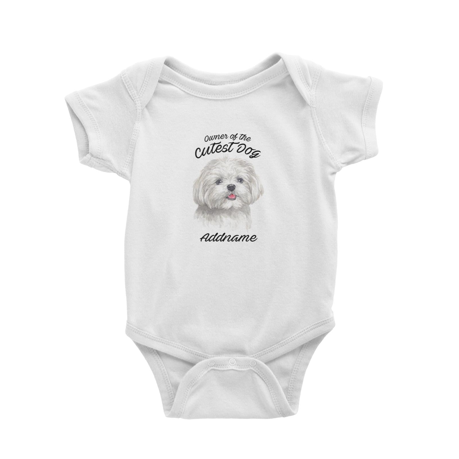 Watercolor Dog Owner Of The Cutest Dog Maltese Addname Baby Romper