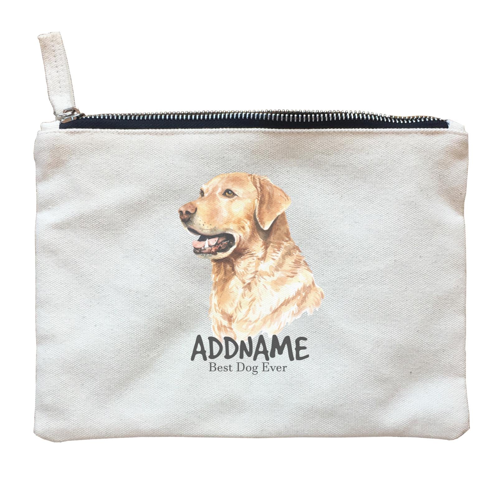 Watercolor Dog Labrador Retriever 1 Best Dog Ever Addname Zipper Pouch