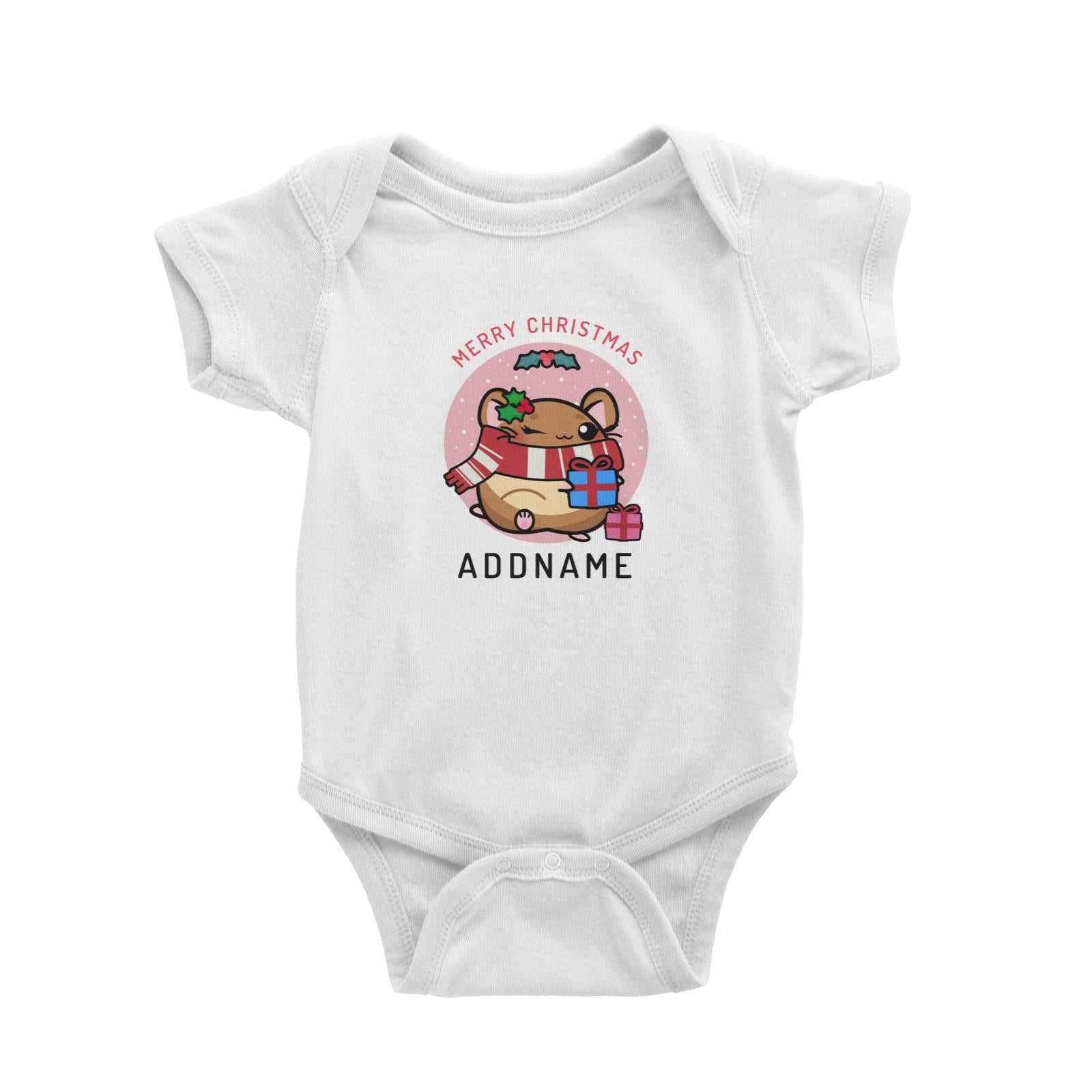 Merry Christmas Cute Santa Mistletoe Mother Hamster Baby Romper