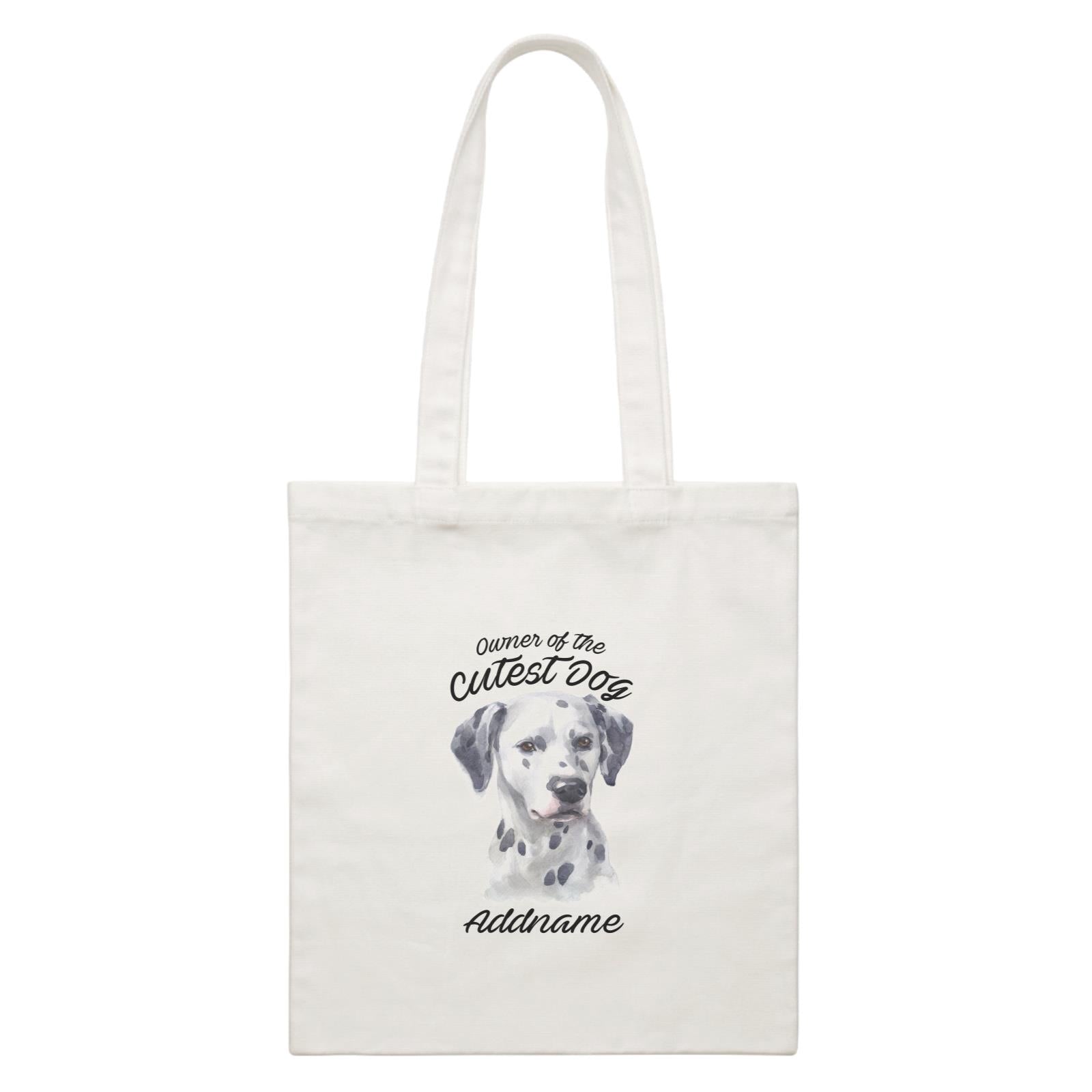 Watercolor Dog Owner Of The Cutest Dog Dalmatian Addname White Canvas Bag