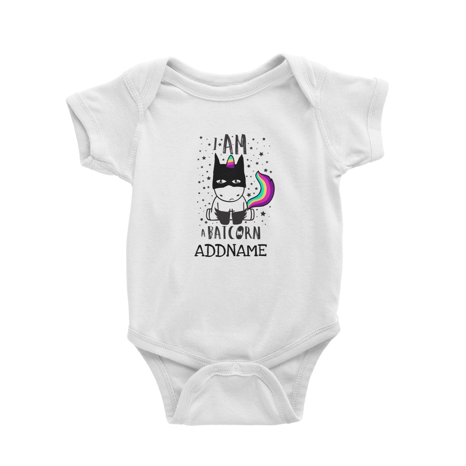 I Am A Batcorn Addname White Baby Romper