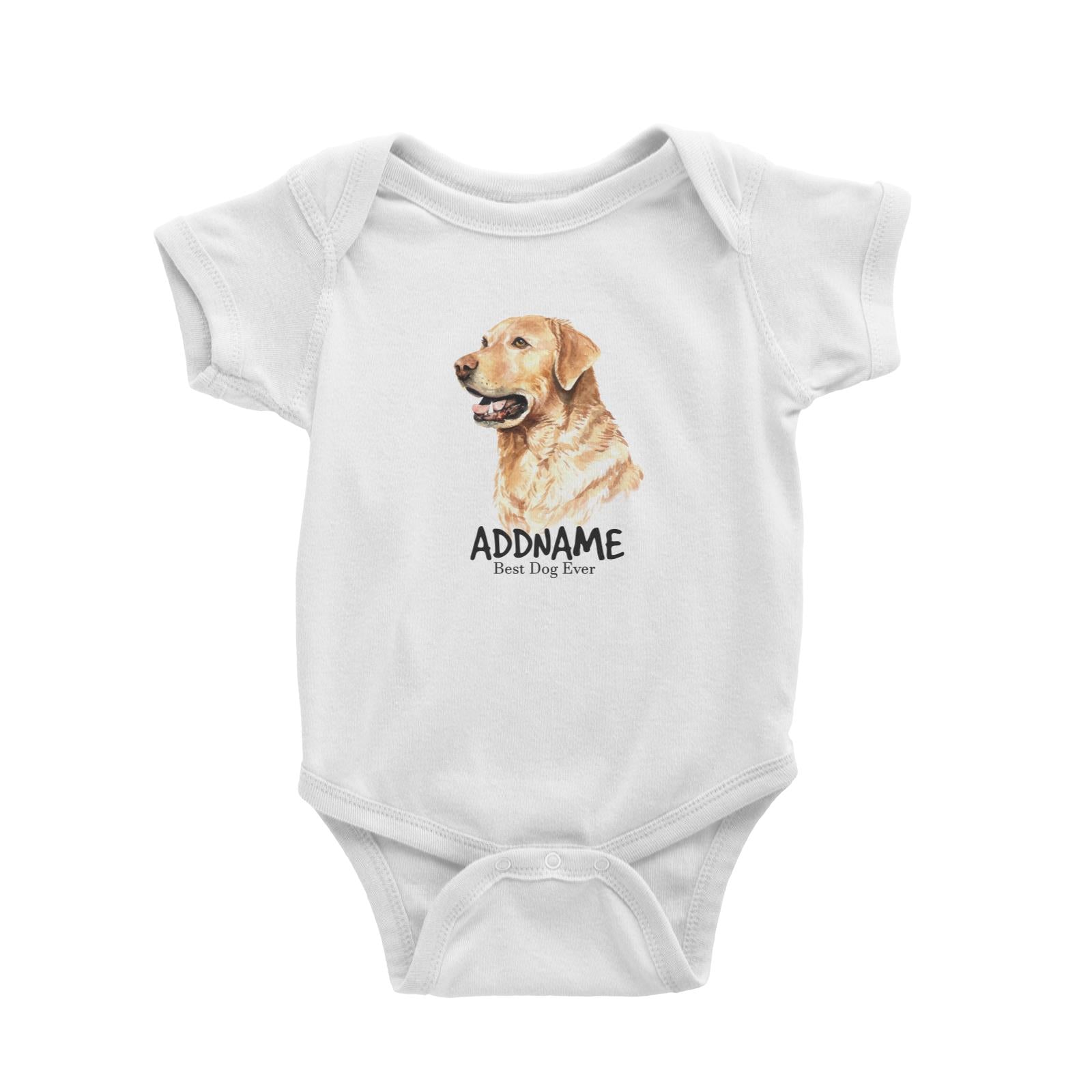 Watercolor Dog Labrador Retriever 1 Best Dog Ever Addname Baby Romper