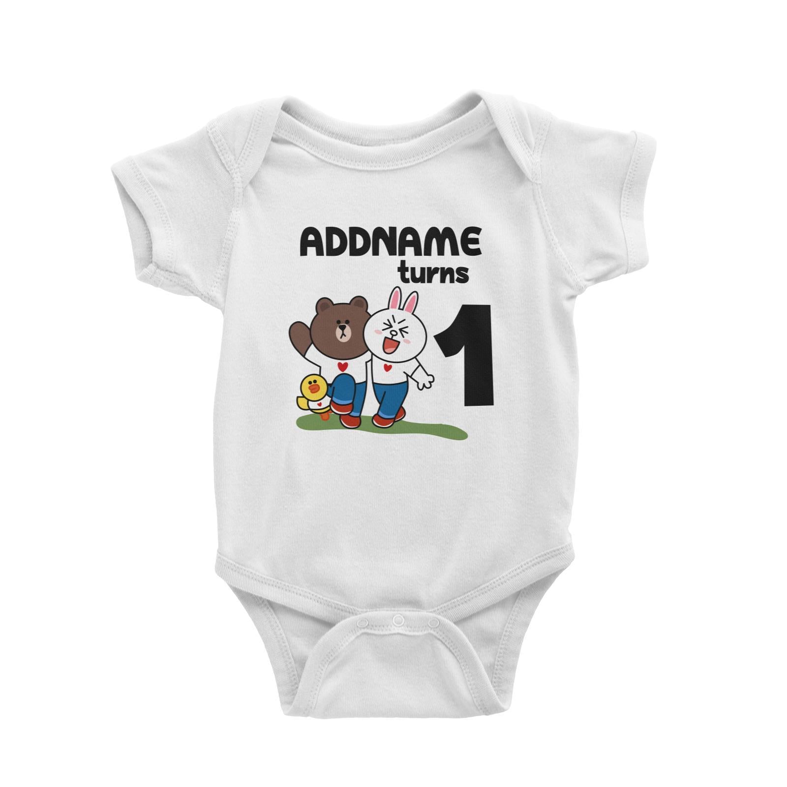 Line Family of 3 Birthday Theme Personalizable with Name and Number Baby Romper