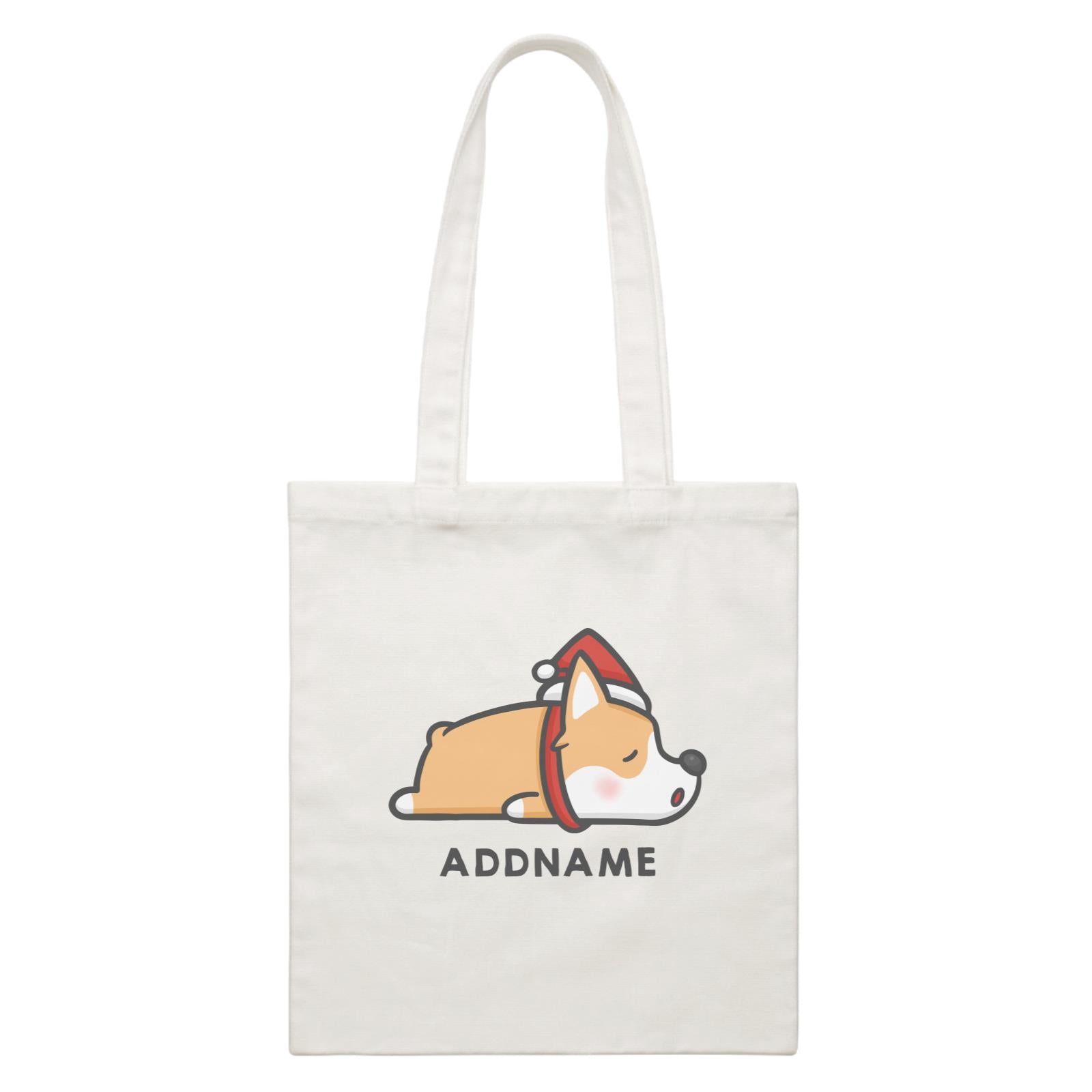 Xmas Cute Sleeping Corgi Addname Accessories Canvas Bag