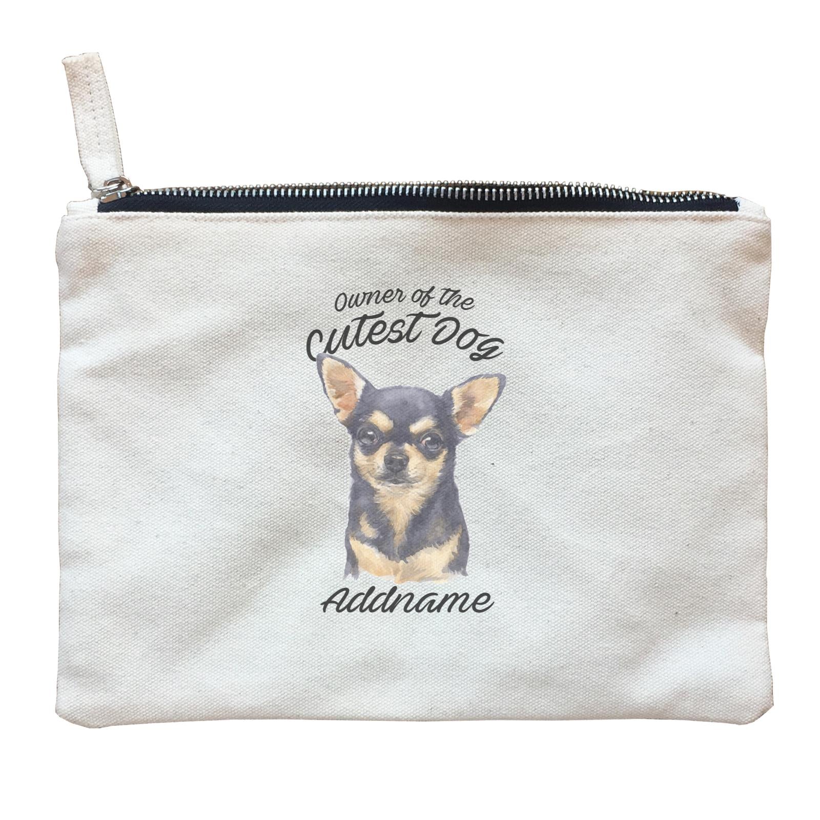 Watercolor Dog Owner Of The Cutest Dog Chihuahua Black Addname Zipper Pouch