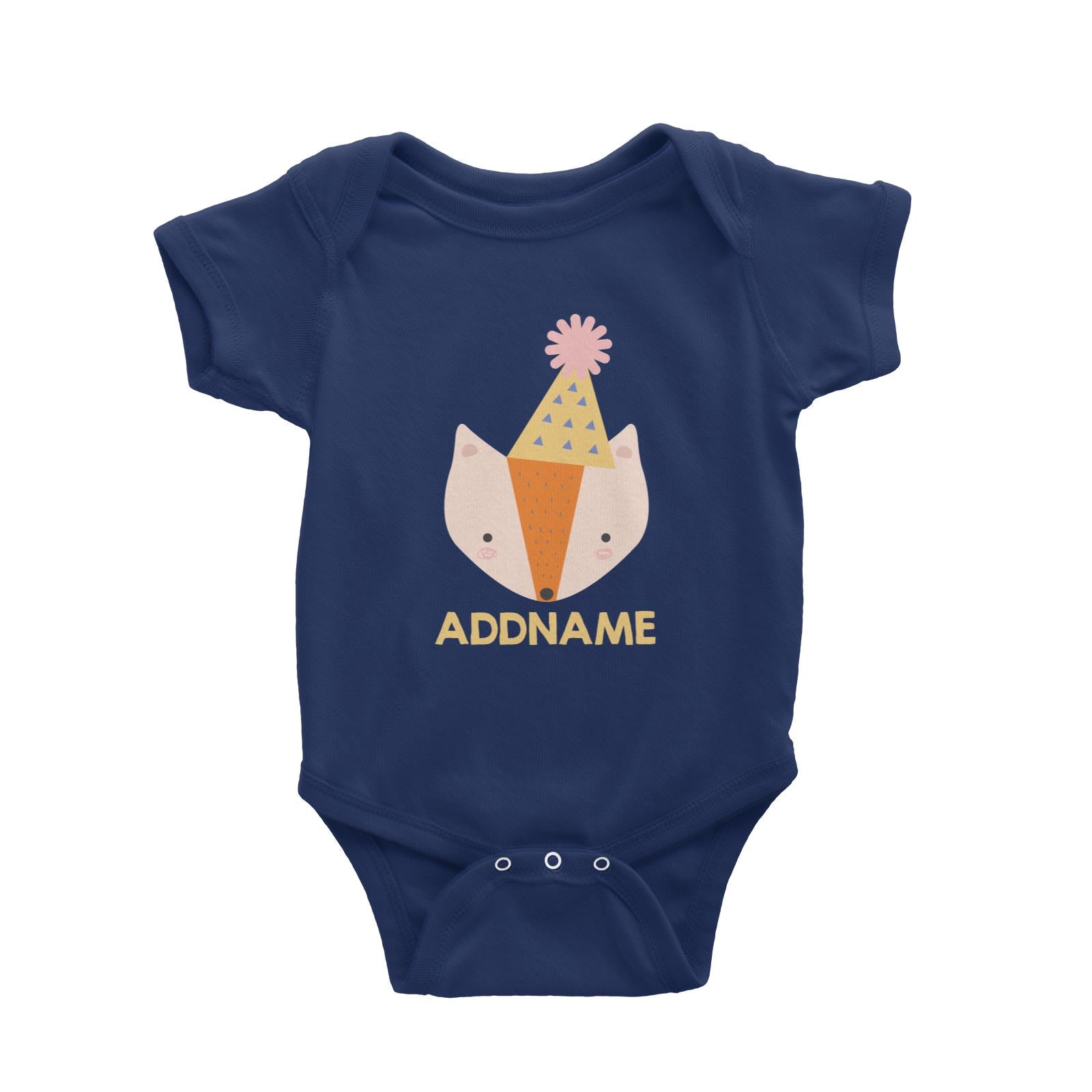 Cute Fox with Party Hat Birthday Theme Baby Romper