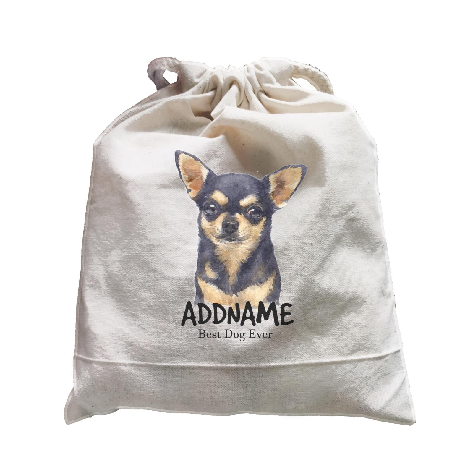 Watercolor Dog Chihuahua Black Best Dog Ever Addname Satchel