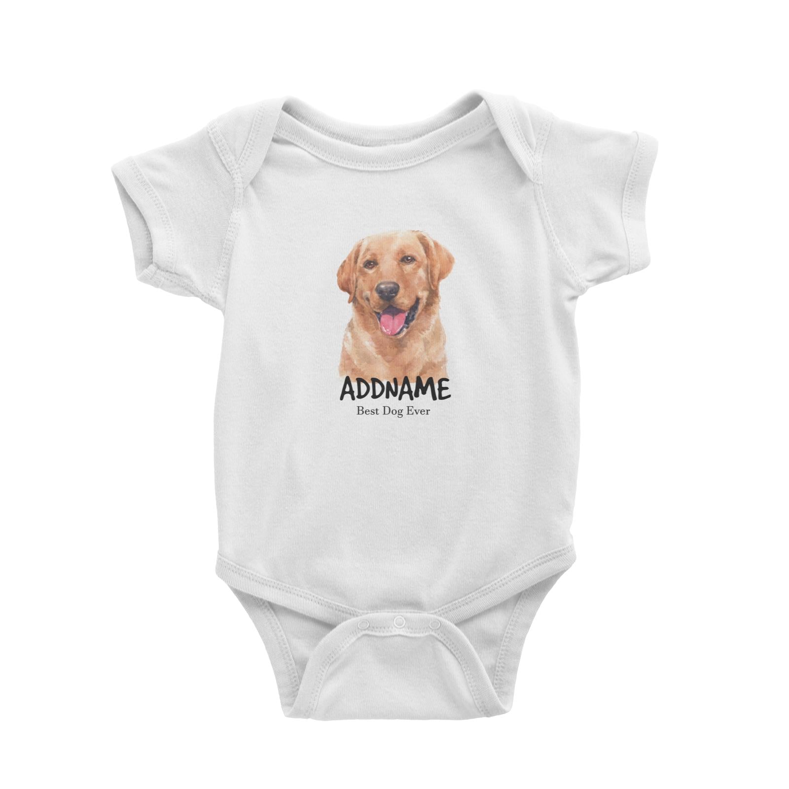 Watercolor Dog Labrador Brown Best Dog Ever Addname Baby Romper