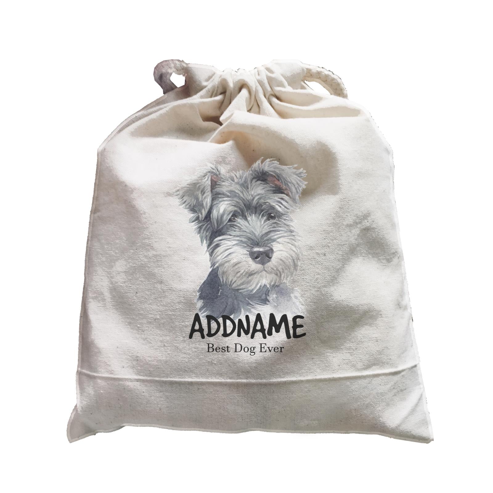 Watercolor Dog Schnauzer Best Dog Ever Addname Satchel