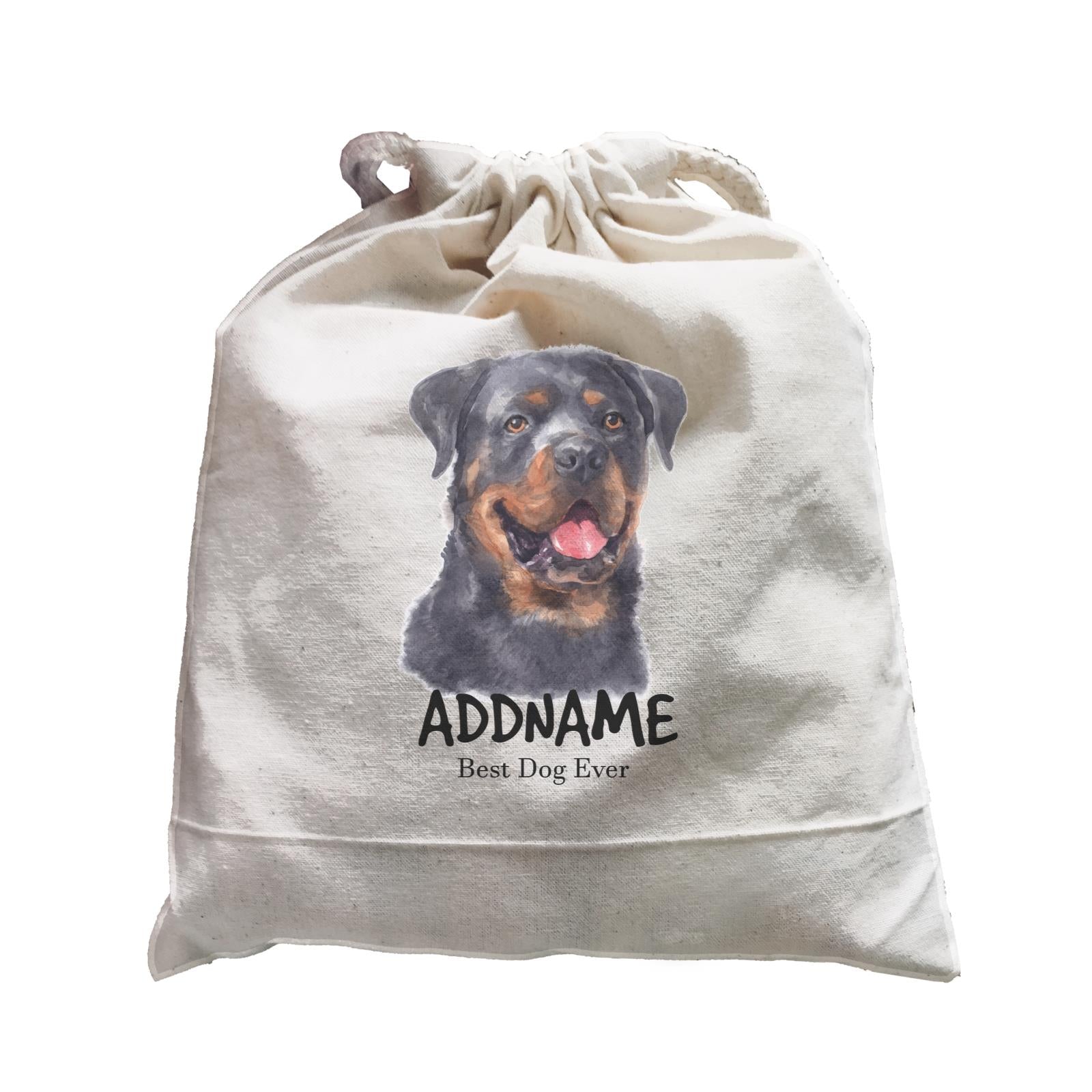 Watercolor Dog Rottweiler Smile Best Dog Ever Addname Satchel