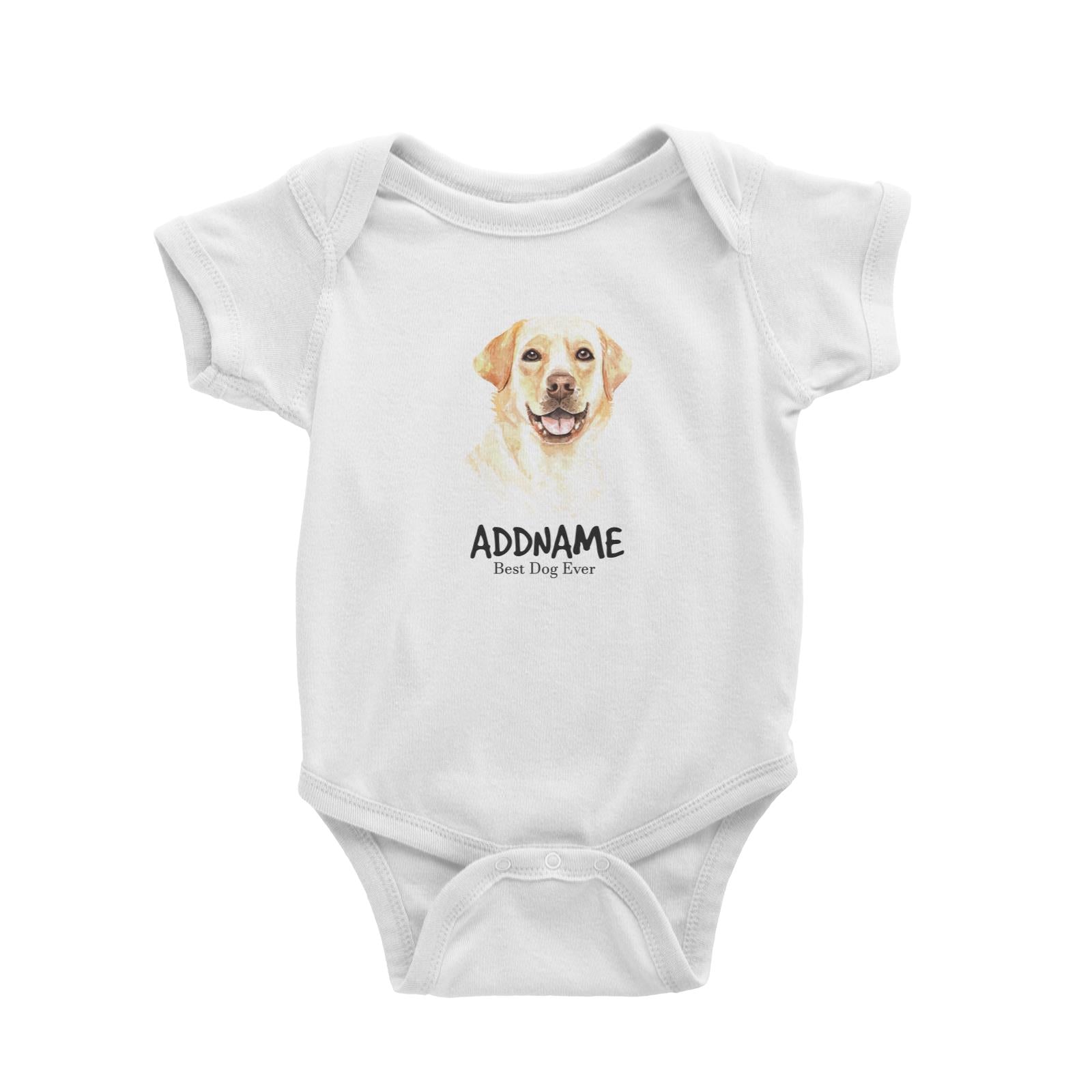 Watercolor Dog Labrador Retriever 2 Best Dog Ever Addname Baby Romper