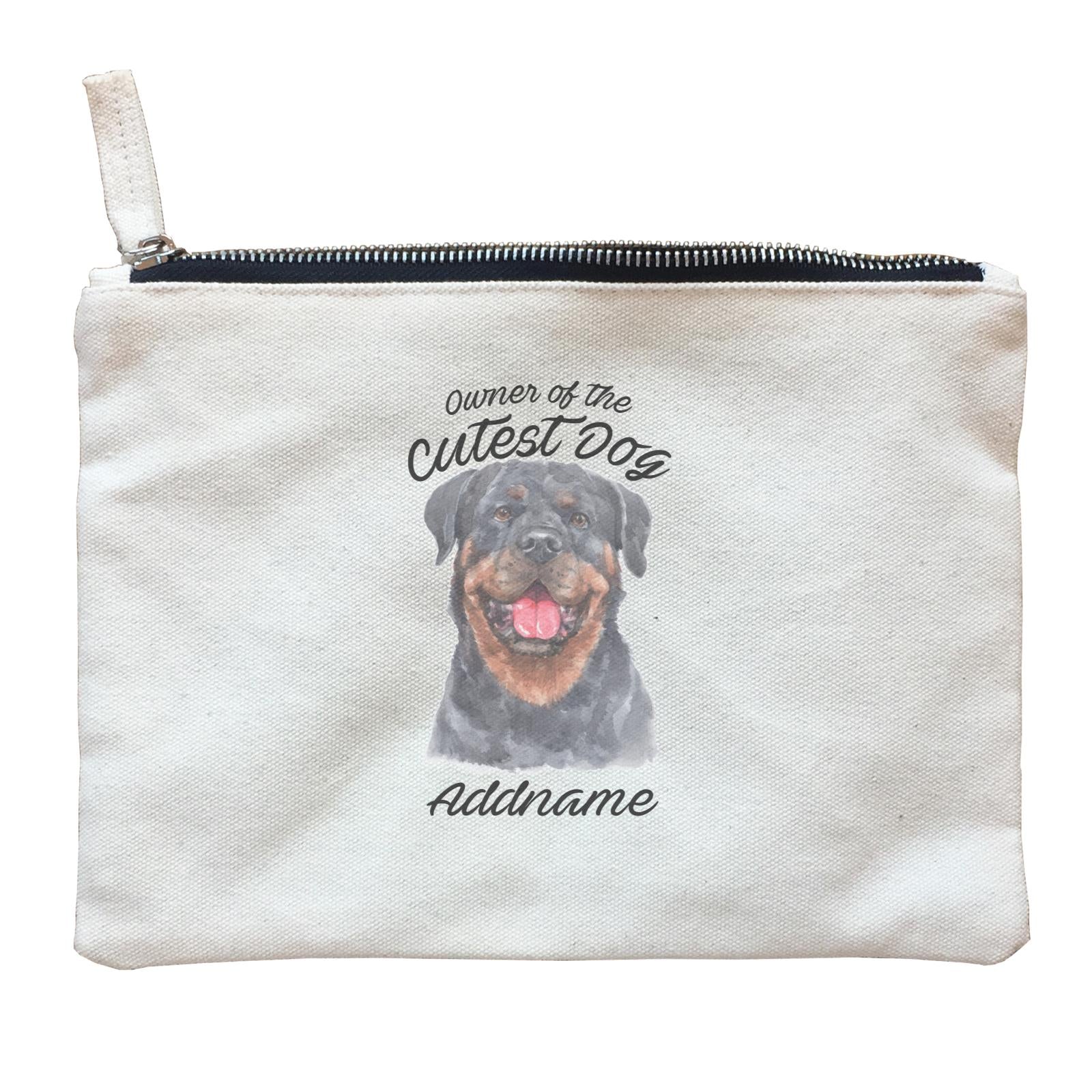 Watercolor Dog Owner Of The Cutest Dog Rottweiler Happy Addname Zipper Pouch