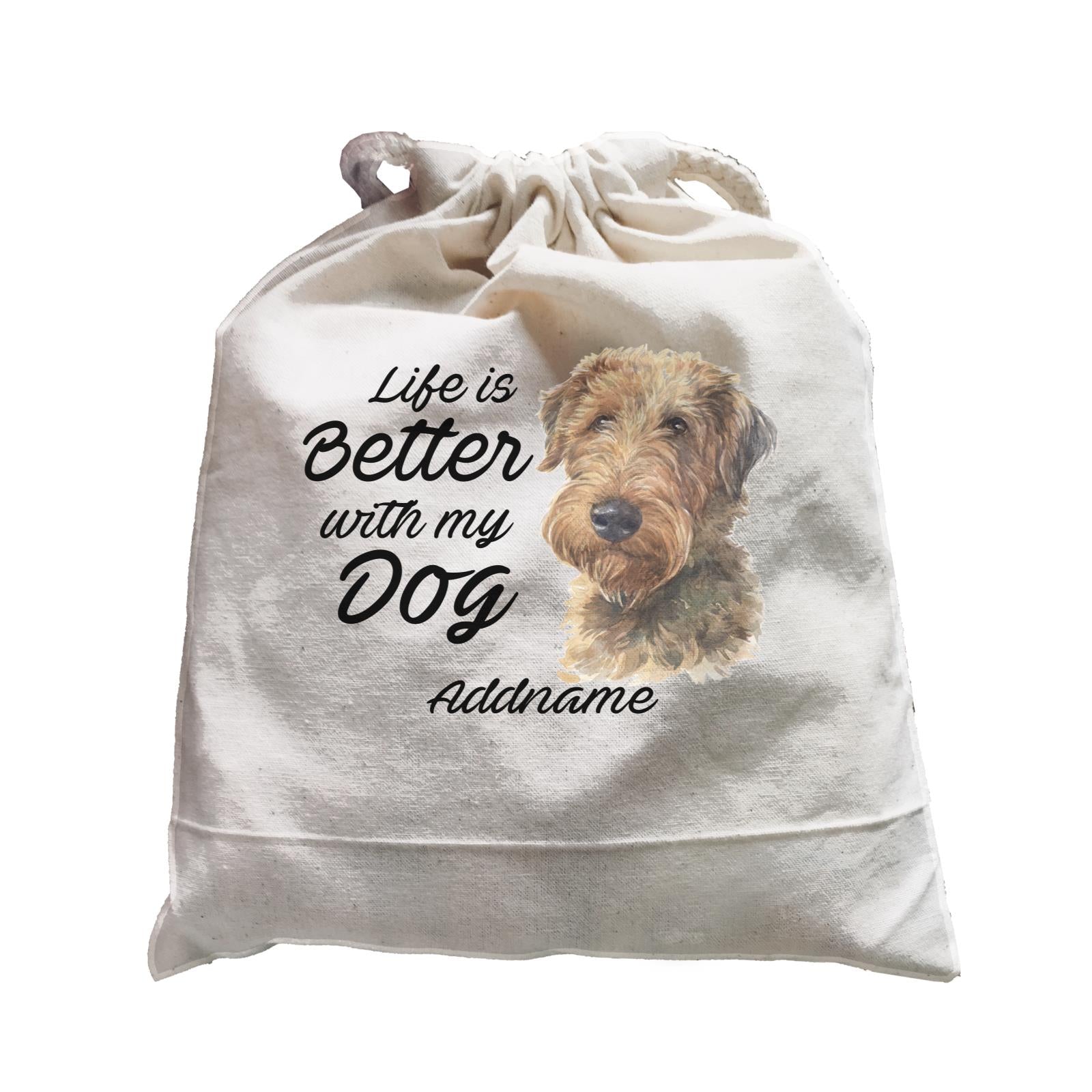 Watercolor Life is Better With My Dog Welsh Terrier Addname Satchel