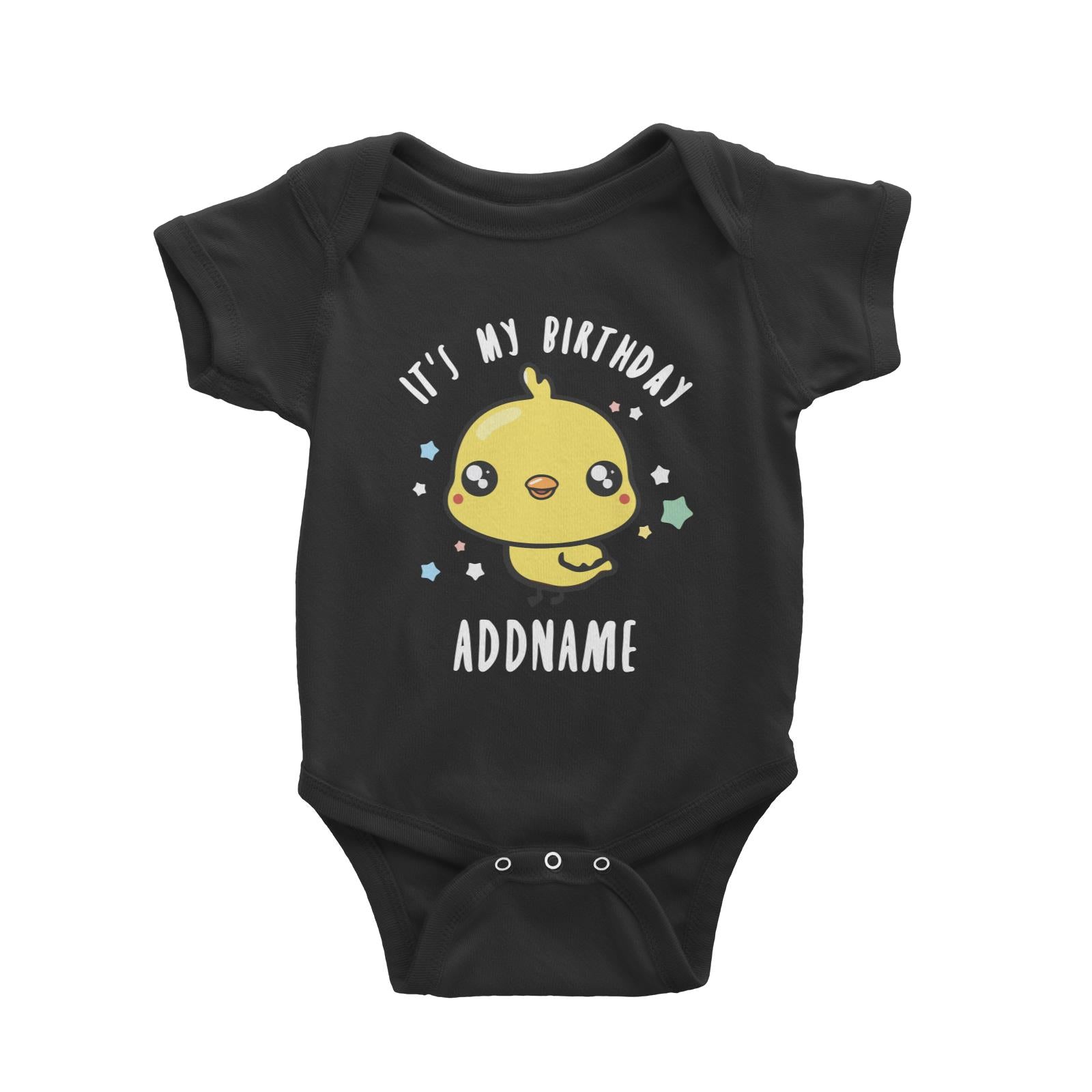Cute Chick It's My Birthday Theme Personalizable with Date and Number Baby Romper