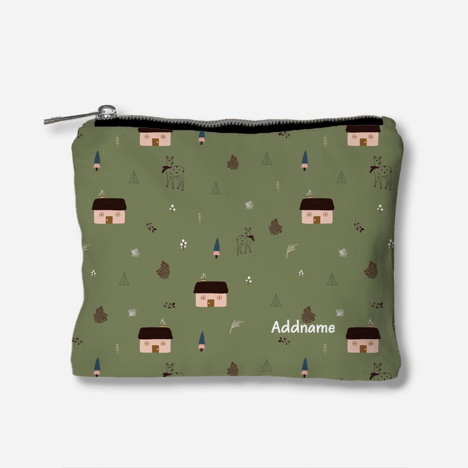 Snug At Dusk Full Print Zipper Pouch - Green