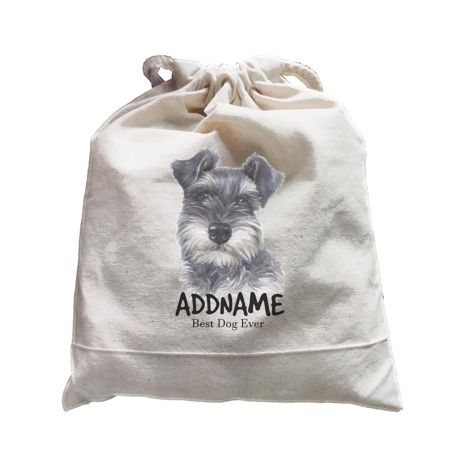 Watercolor Dog Schnauzer Front Black Best Dog Ever Addname Satchel