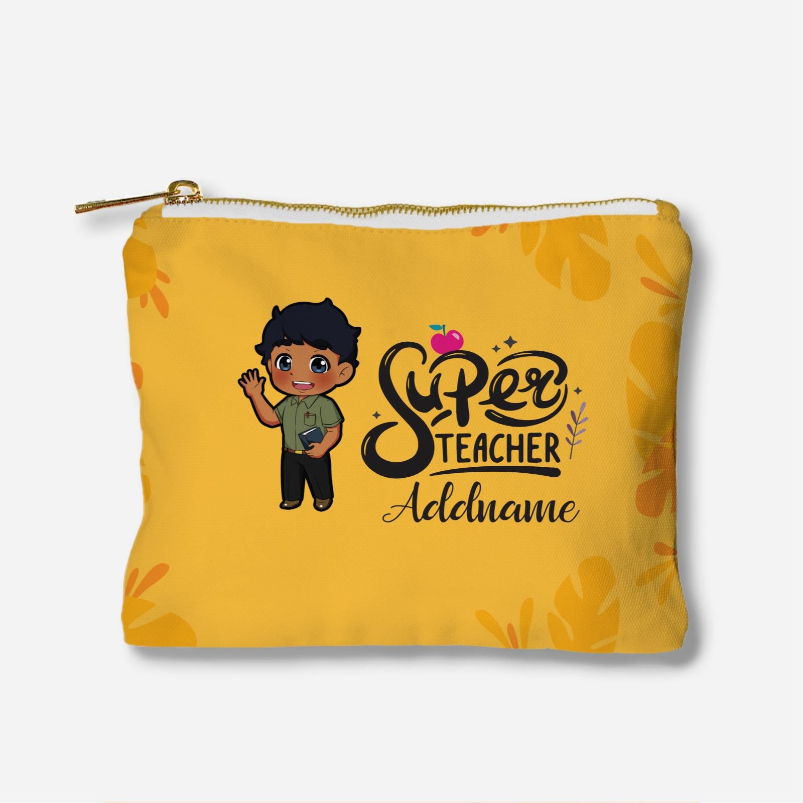 Chibi Super Teacher Indian Male Teacher Full Print Zipper Pouch