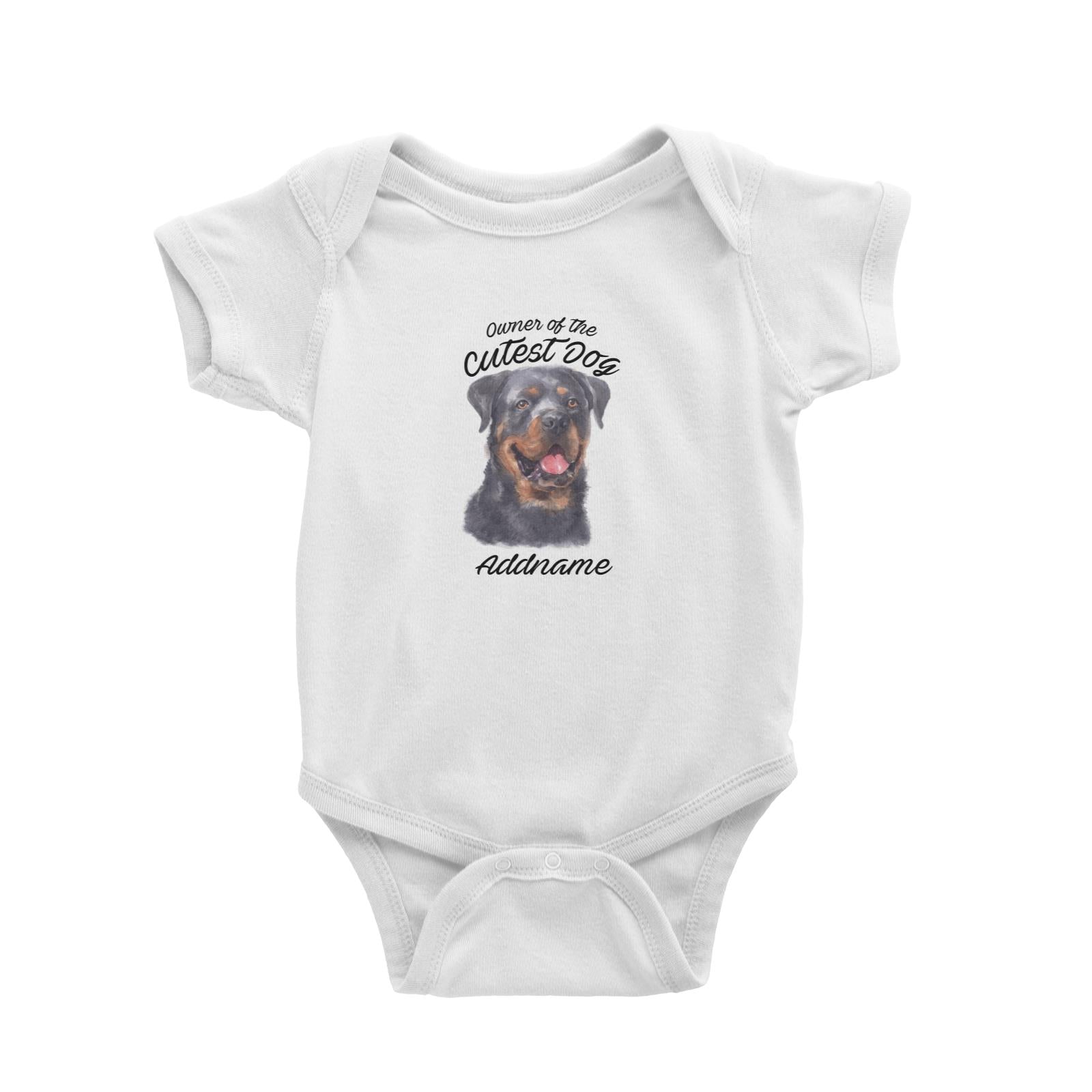 Watercolor Dog Owner Of The Cutest Dog Rottweiler Addname Baby Romper