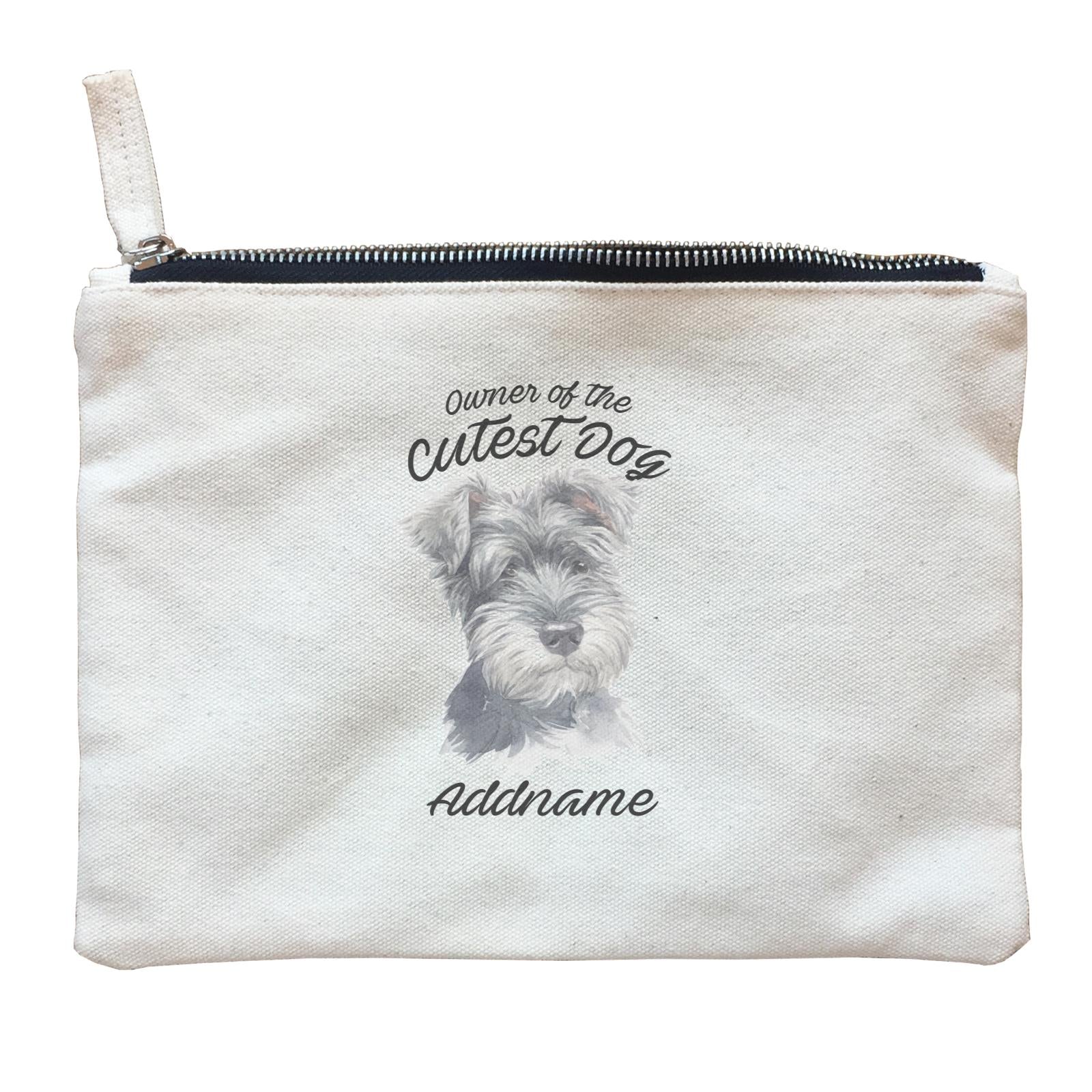 Watercolor Dog Owner Of The Cutest Dog Schnauzer Right Addname Zipper Pouch