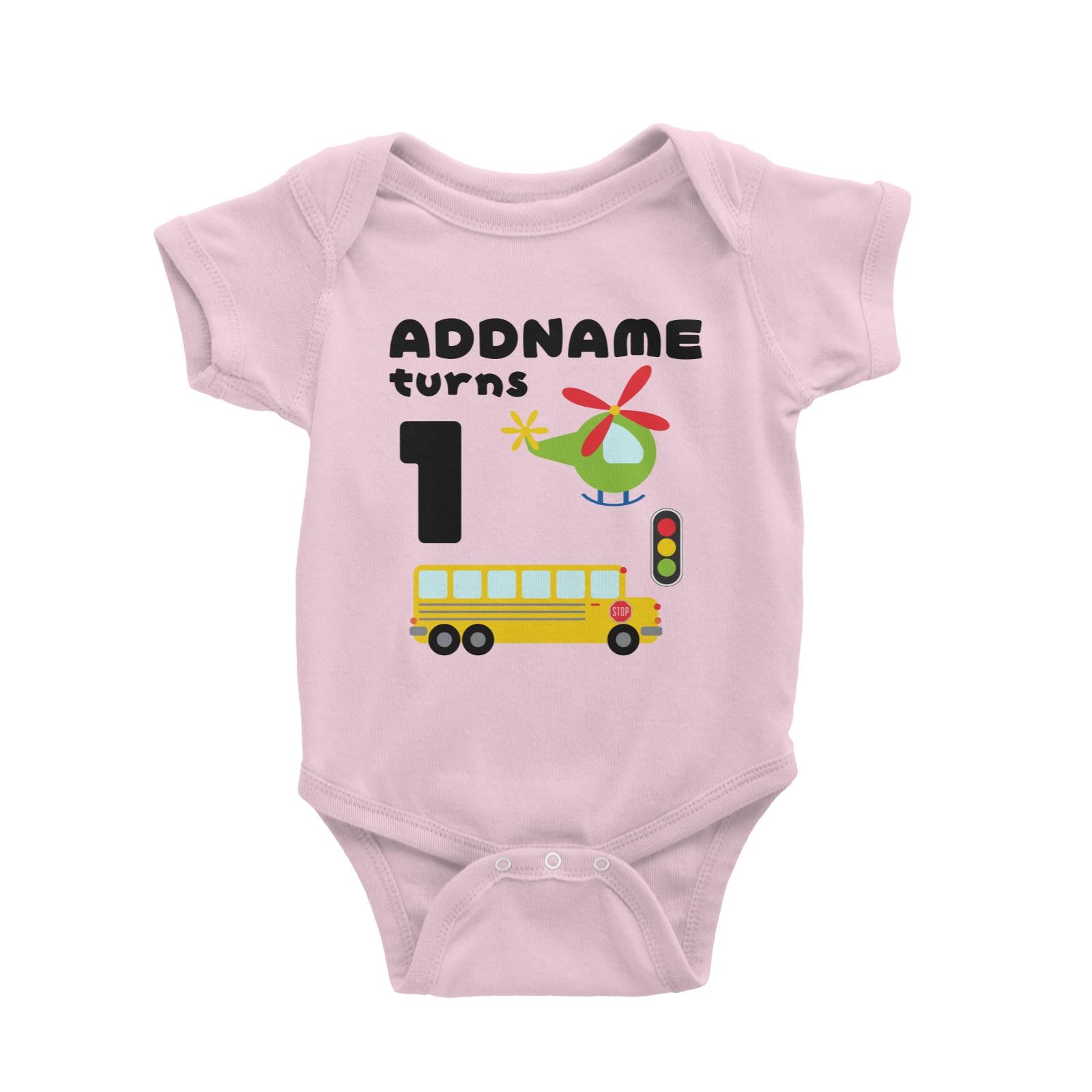 Transportation Birthday Theme Personalizable with Name and Number Baby Romper