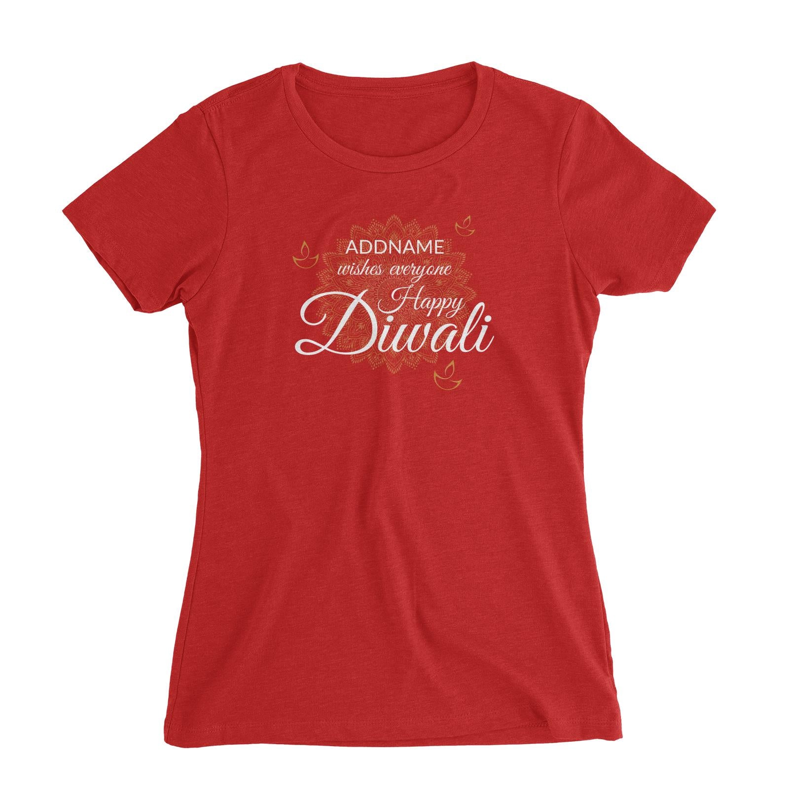 Addname Wishes Everyone Happy Diwali with Mandala Women's Slim Fit T-Shirt