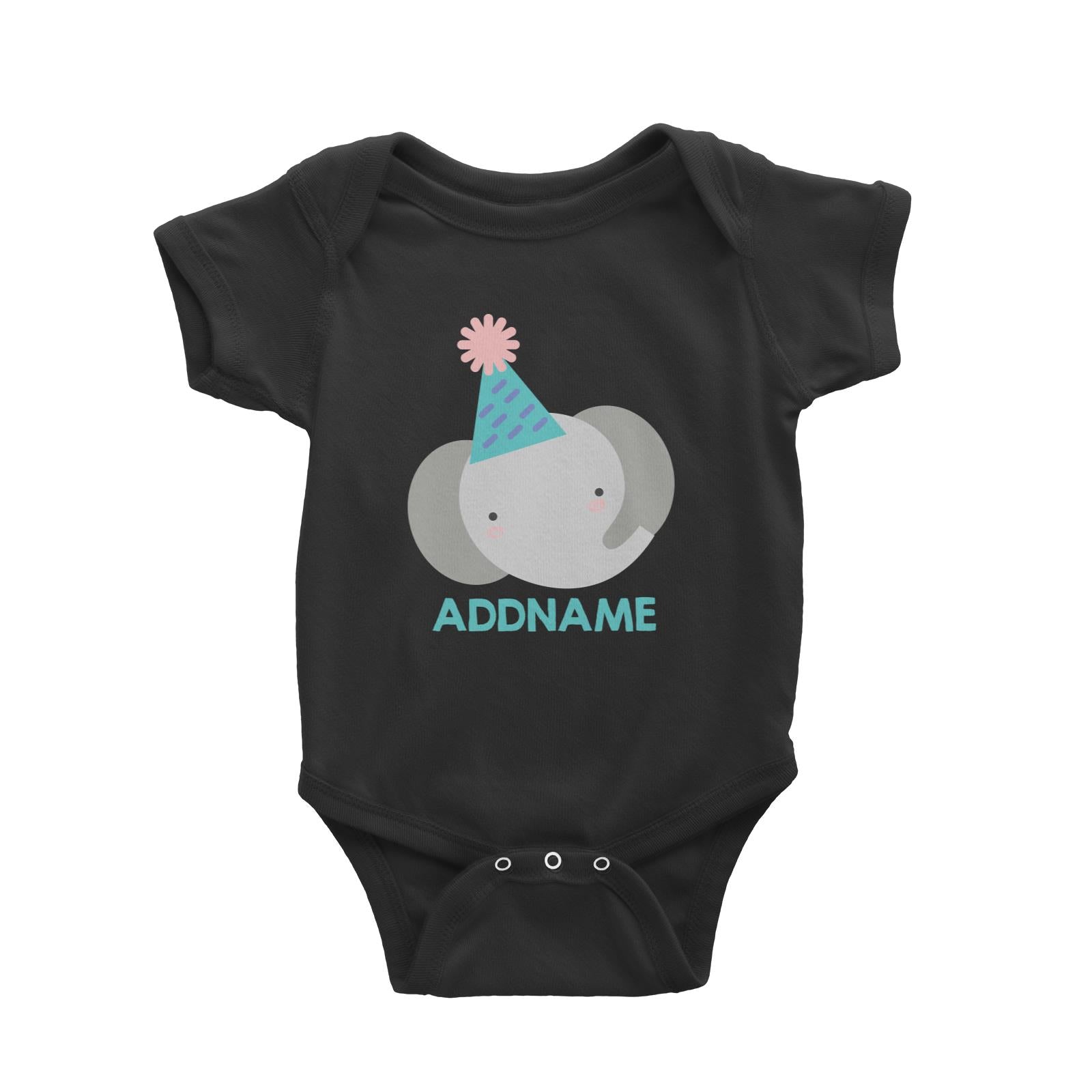 Cute Elephant with Party Hat Birthday Theme Baby Romper