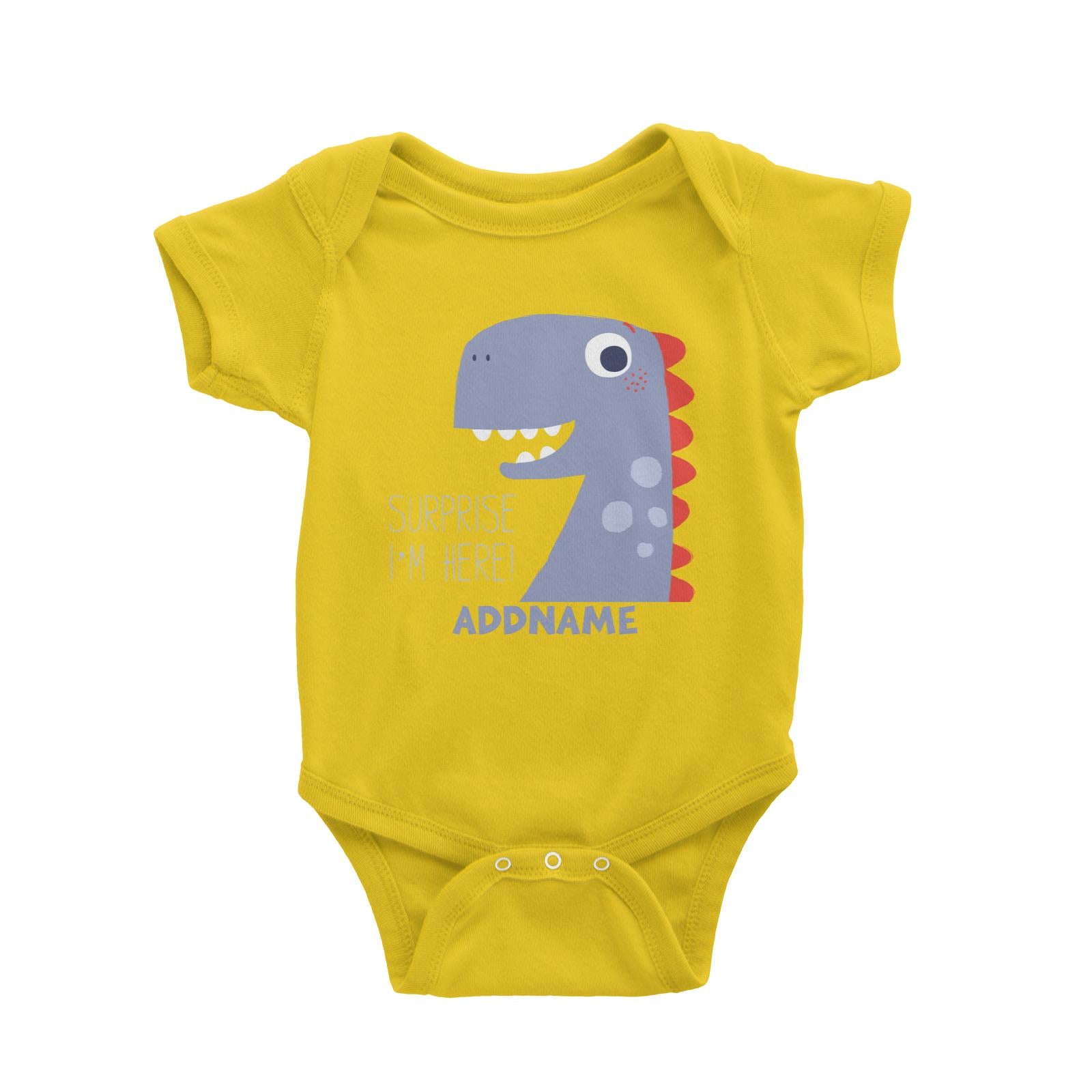 Surprise I'm Here Dinosaur Addname Baby Romper