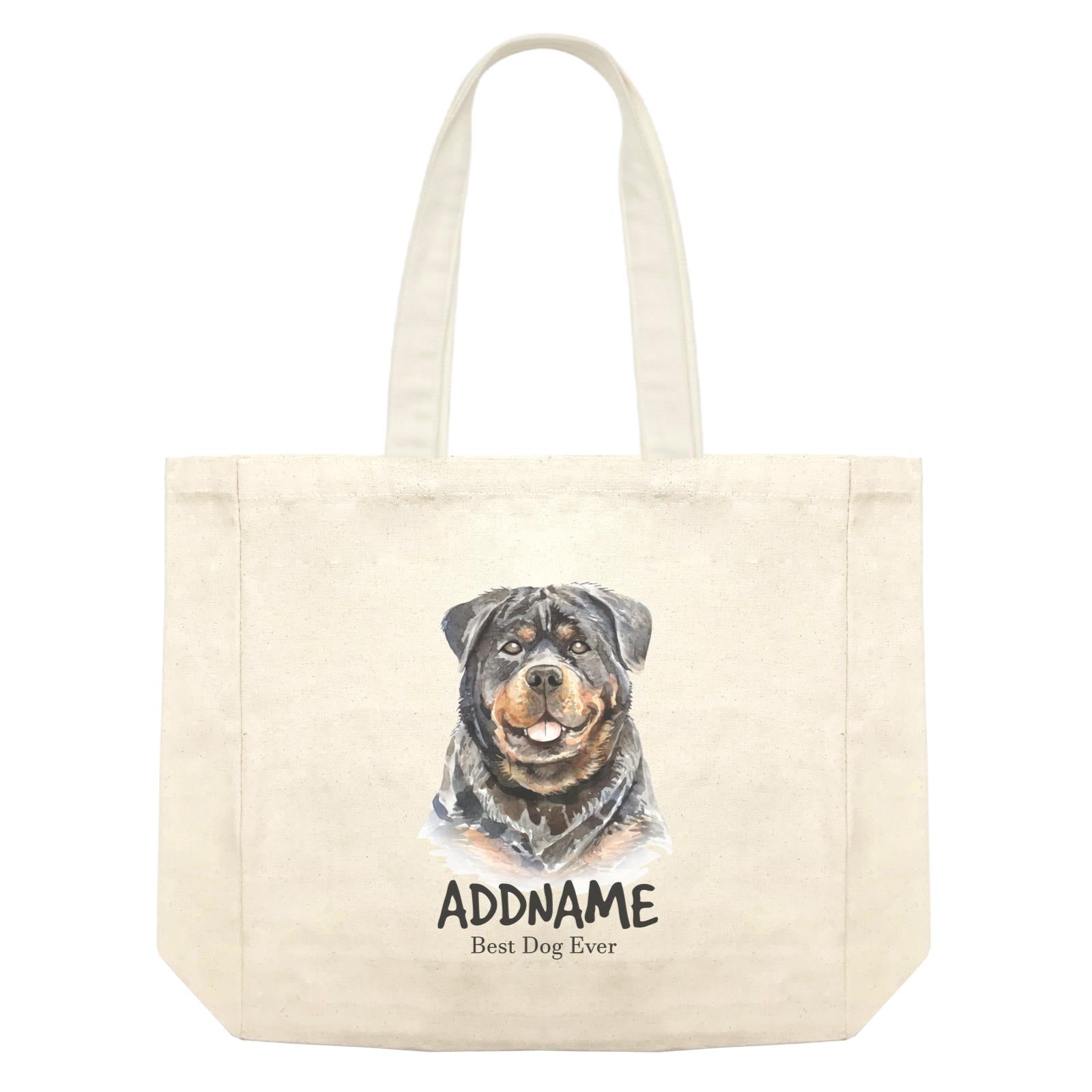 Watercolor Dog Rottweiler Dog Best Dog Ever Addname Shopping Bag