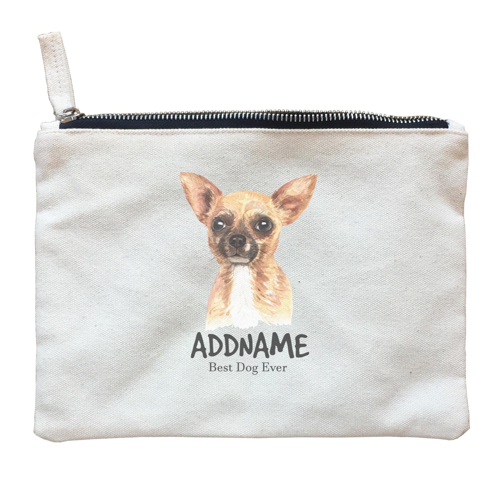 Watercolor Dog Chihuahua Dog Best Dog Ever Addname Zipper Pouch