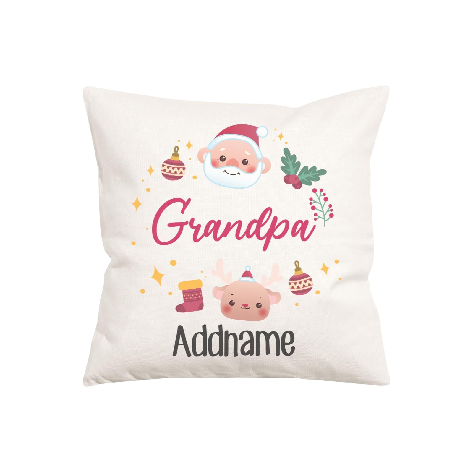 Christmas Cute Wreath Grandpa PW Cushion