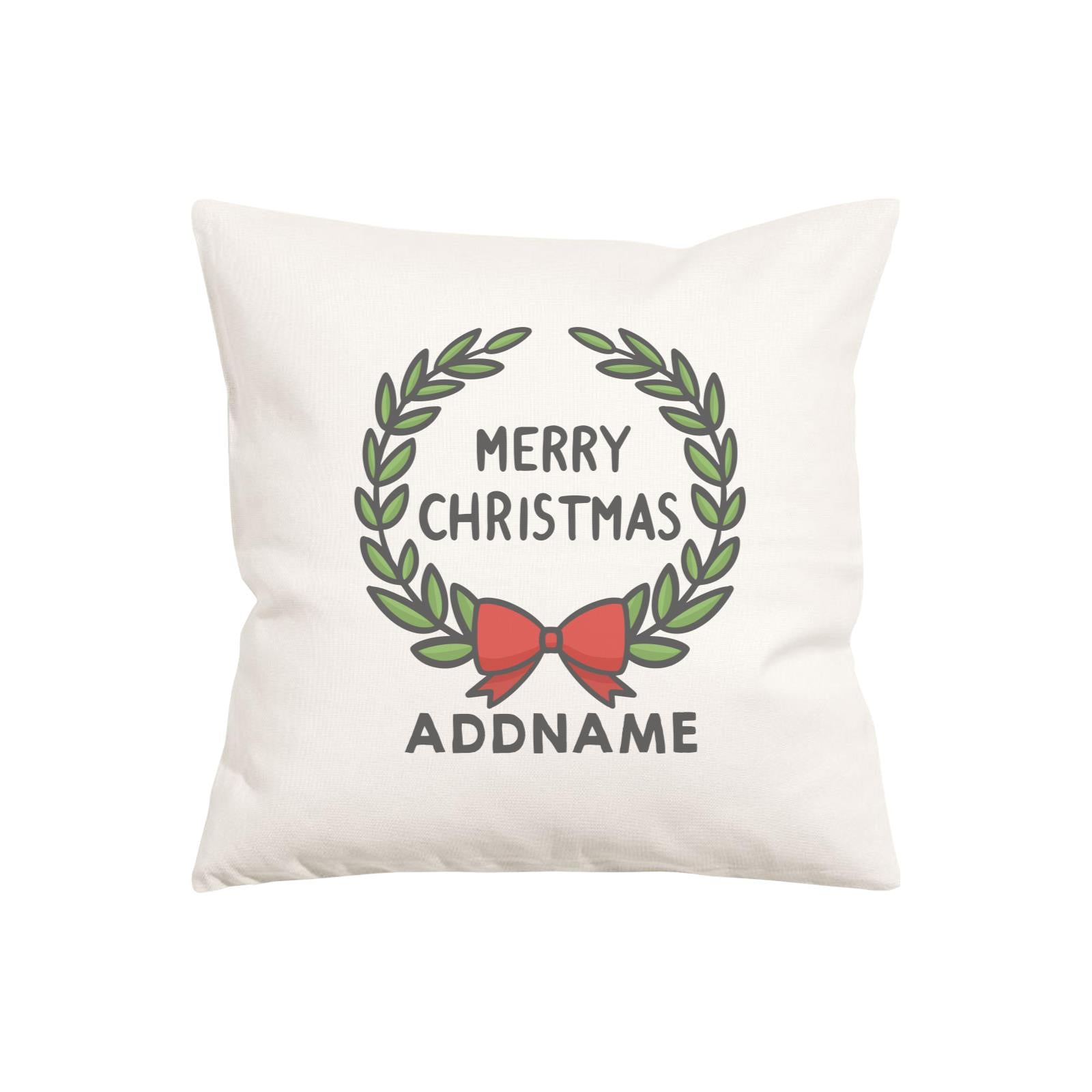 Xmas Cute Flower Wreath Decoration Addname Pillow Cushion