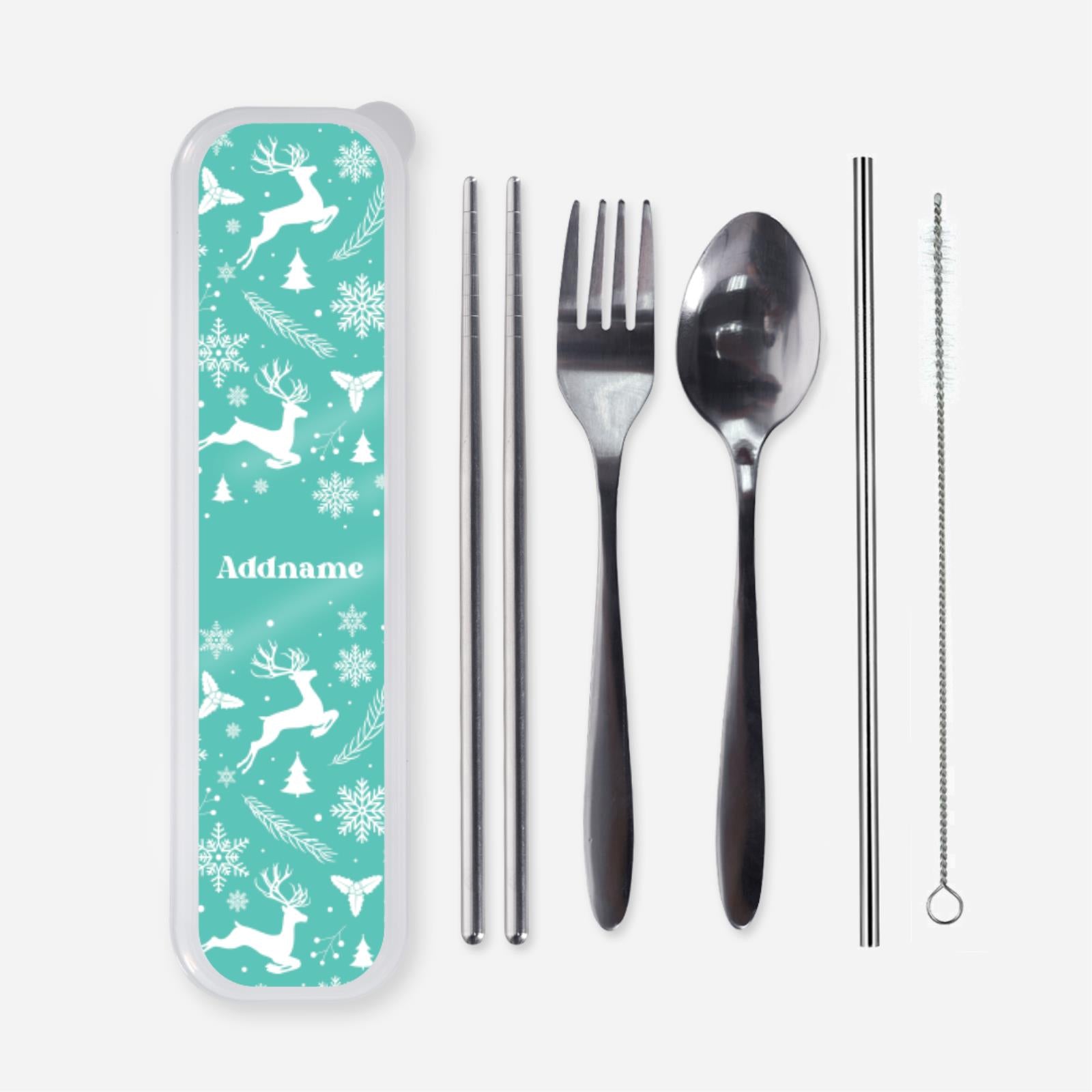 Christmas Series Cutlery - Jubilant Reindeers Light Blue