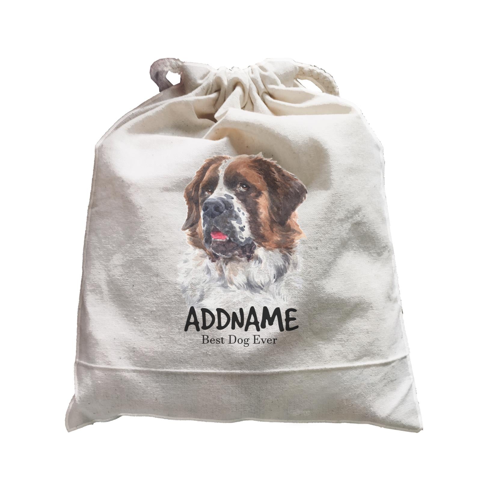 Watercolor Dog Saint Bernard Best Dog Ever Addname Satchel