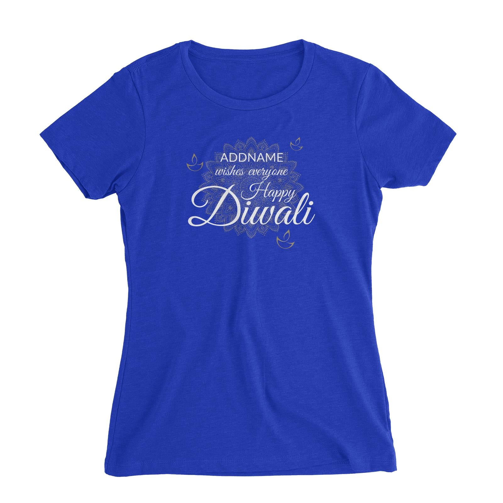 Addname Wishes Everyone Happy Diwali with Mandala Women's Slim Fit T-Shirt