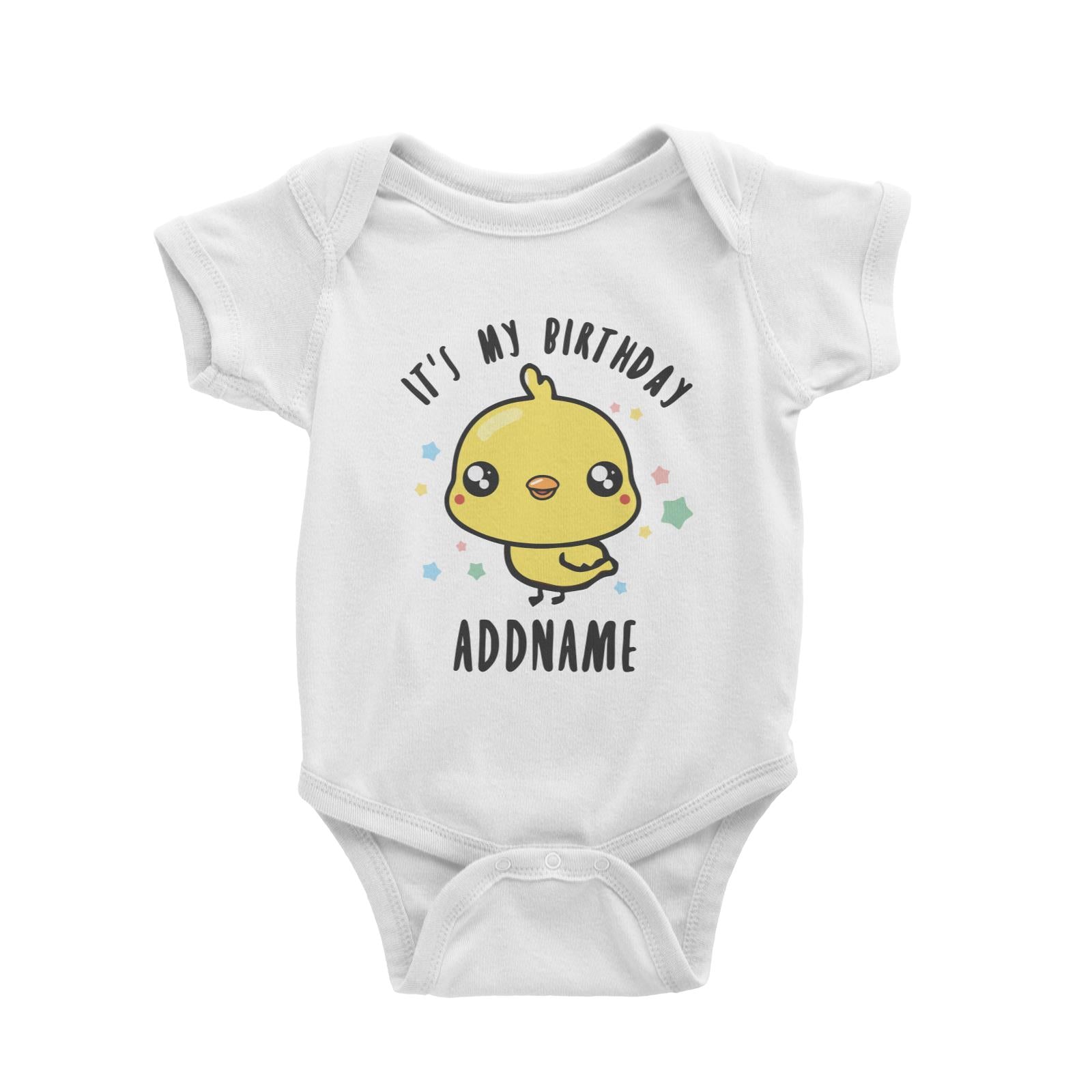Cute Chick It's My Birthday Theme Personalizable with Date and Number Baby Romper