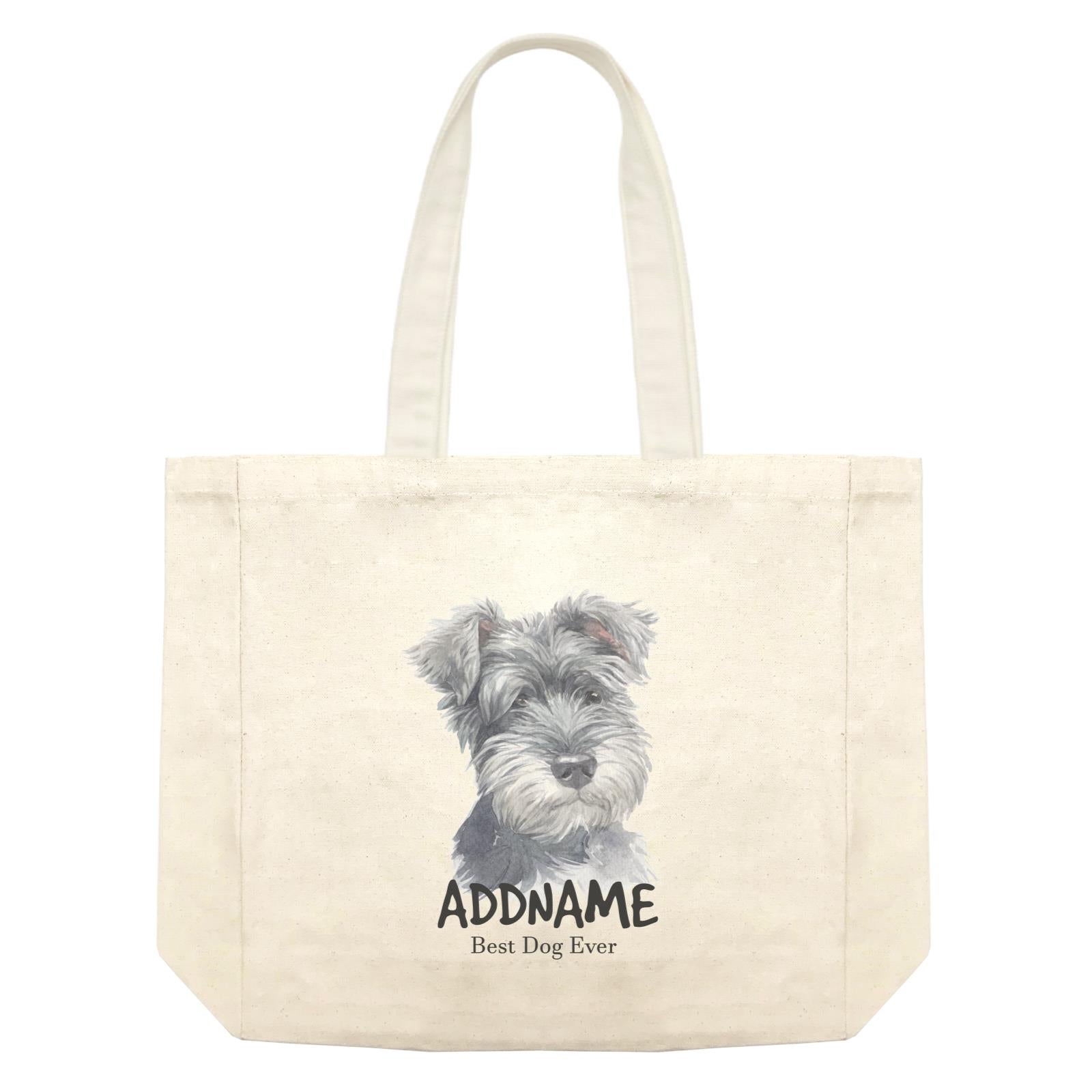 Watercolor Dog Schnauzer Best Dog Ever Addname Shopping Bag