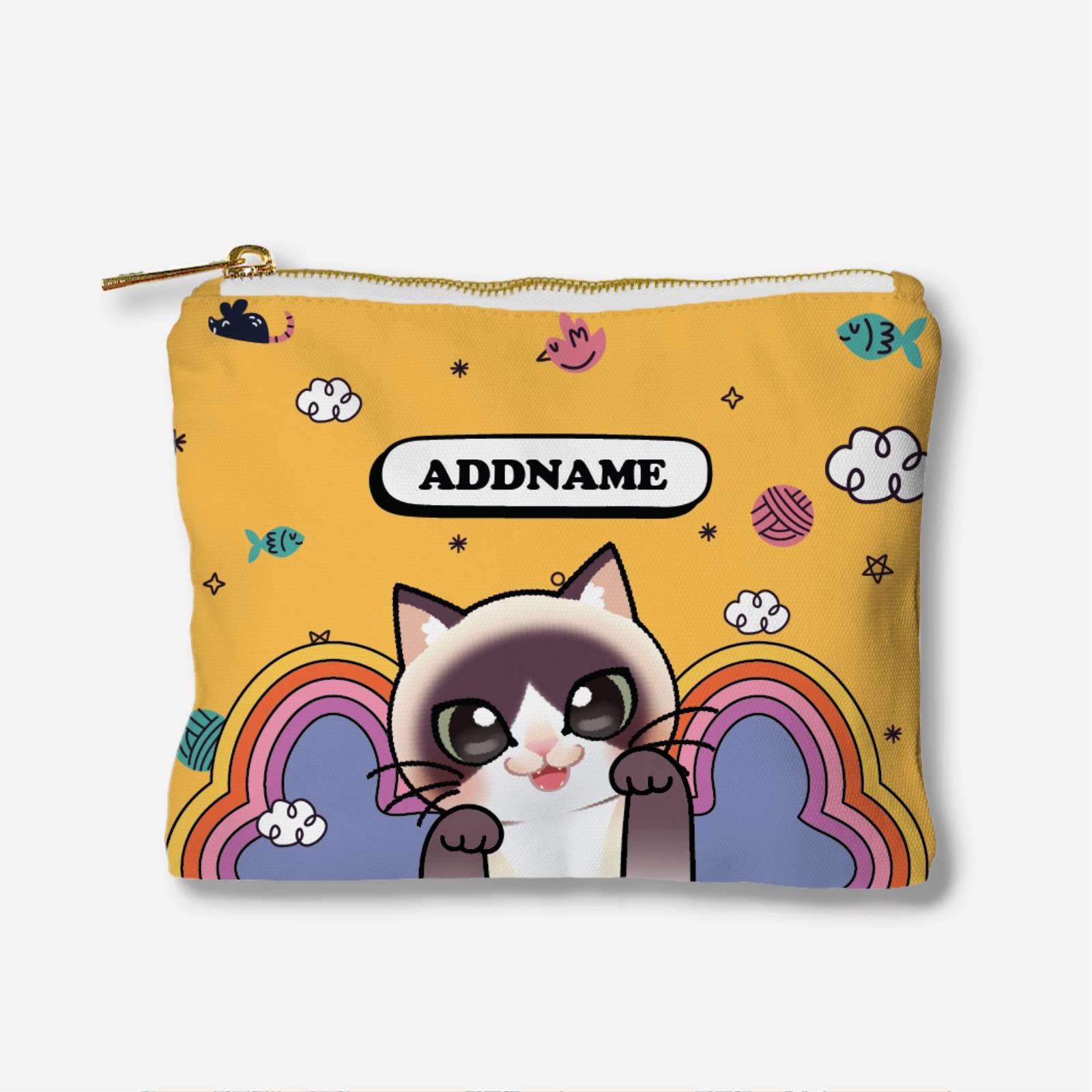Paw Print Series Full Print Zipper Pouch - Calico Cat