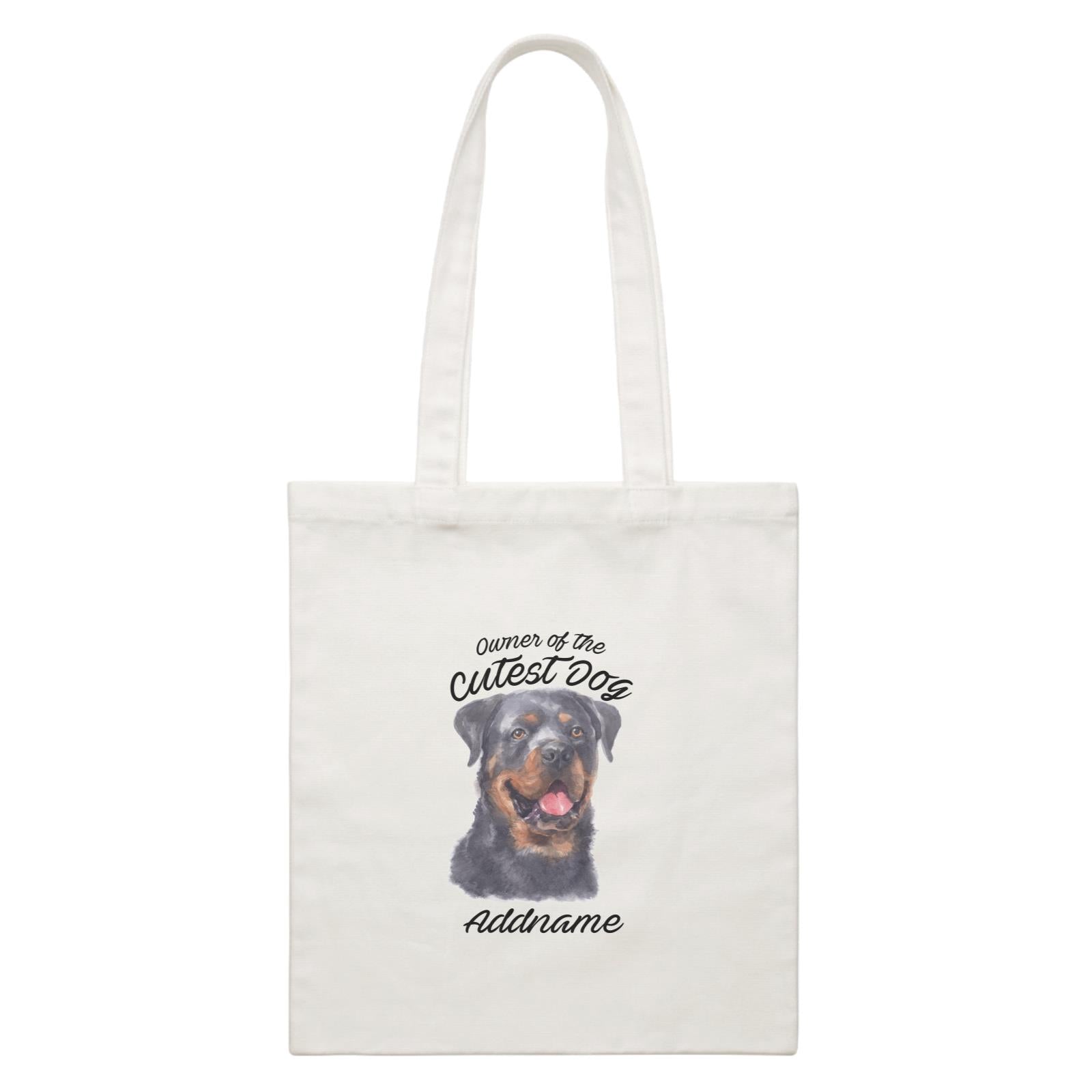 Watercolor Dog Owner Of The Cutest Dog Rottweiler Addname White Canvas Bag