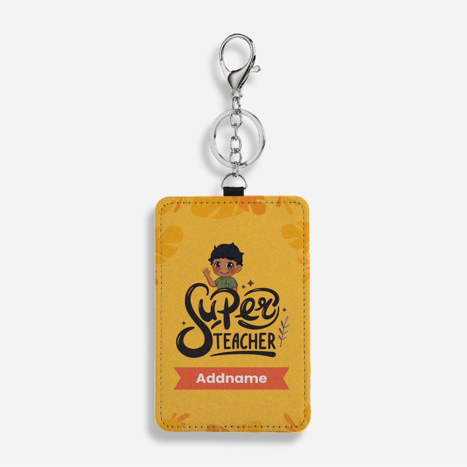 Chibi Super Teacher Indian Male Teacher Cardholder Keychain