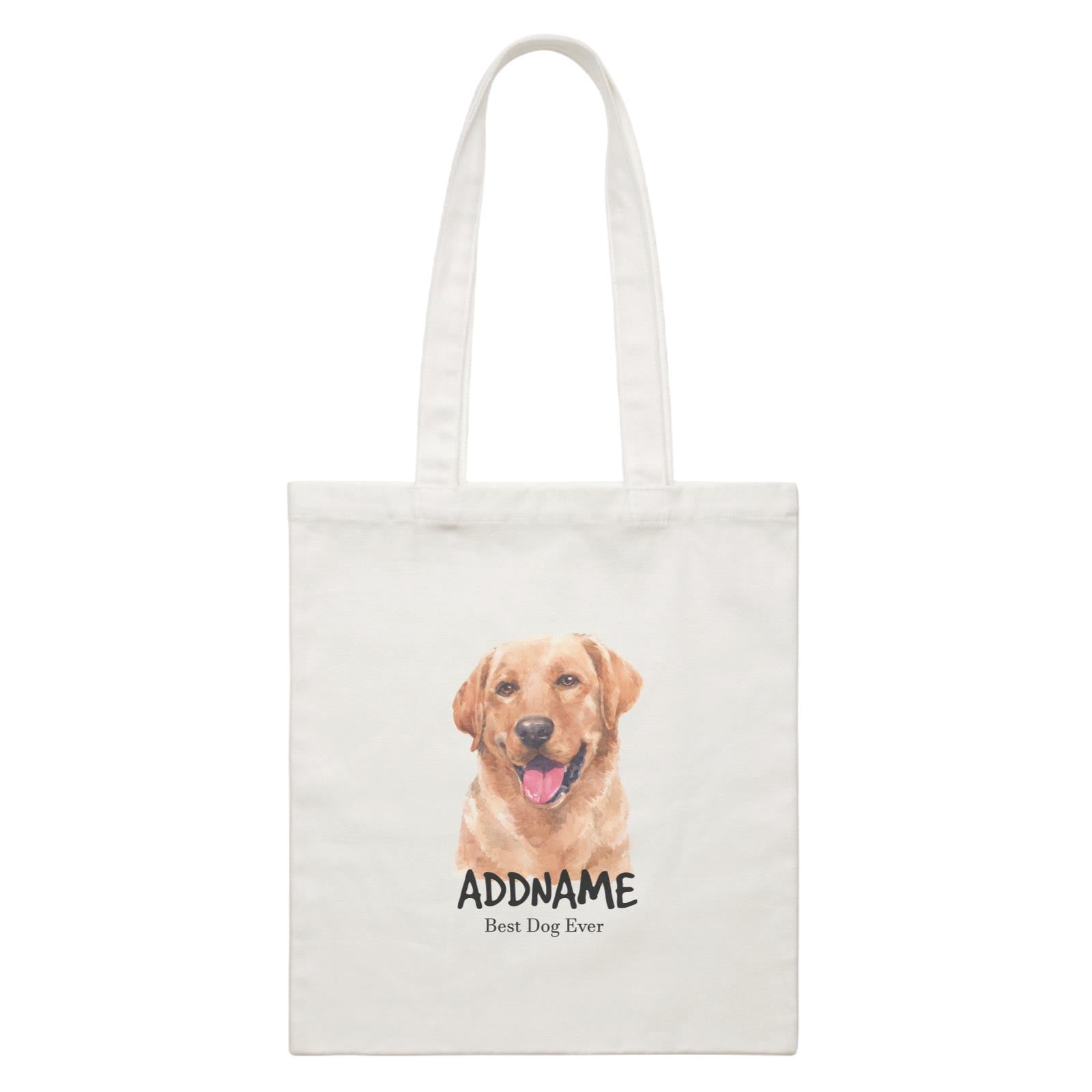 Watercolor Dog Labrador Brown Best Dog Ever Addname White Canvas Bag