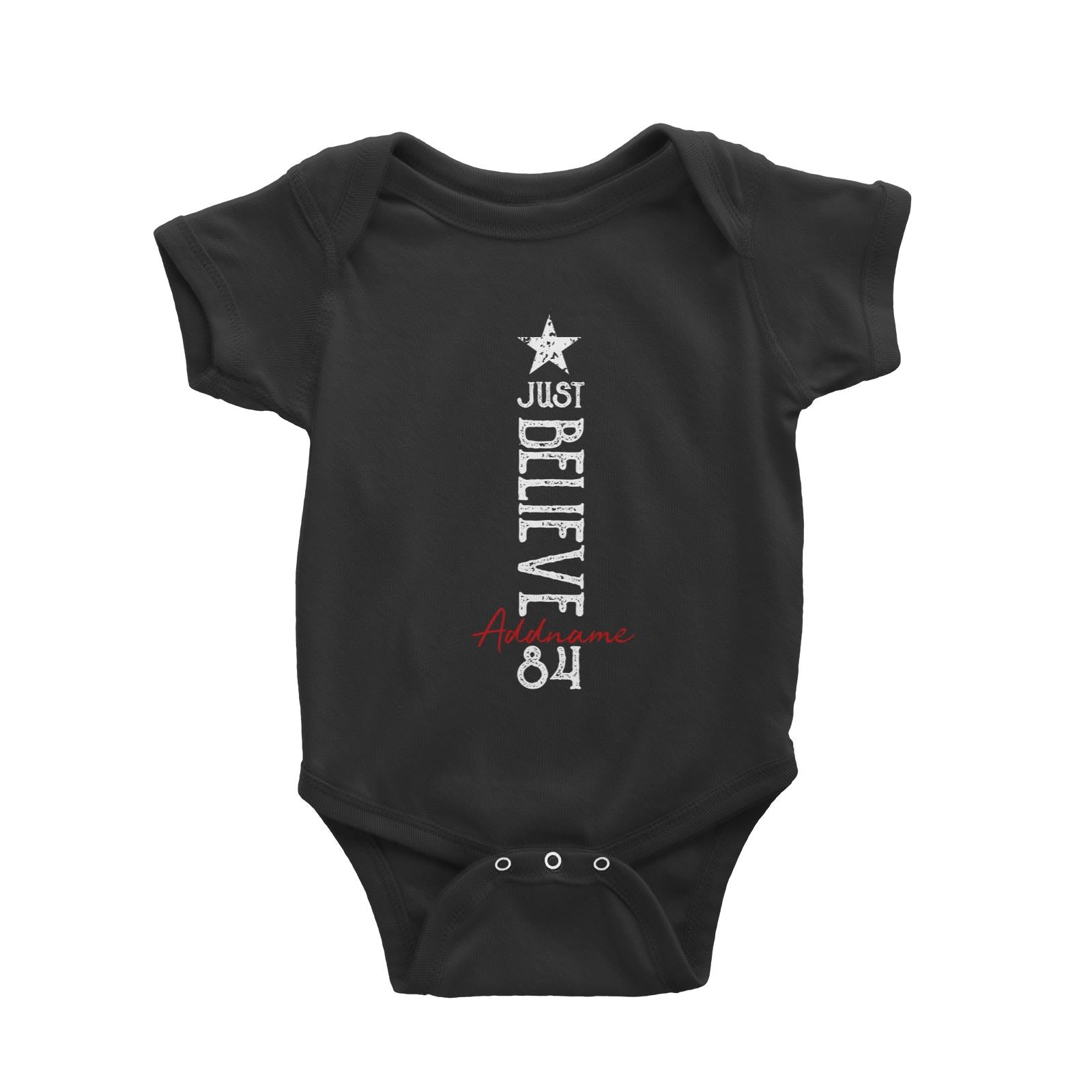 Just Believe Personalizable with Name and Number Baby Romper