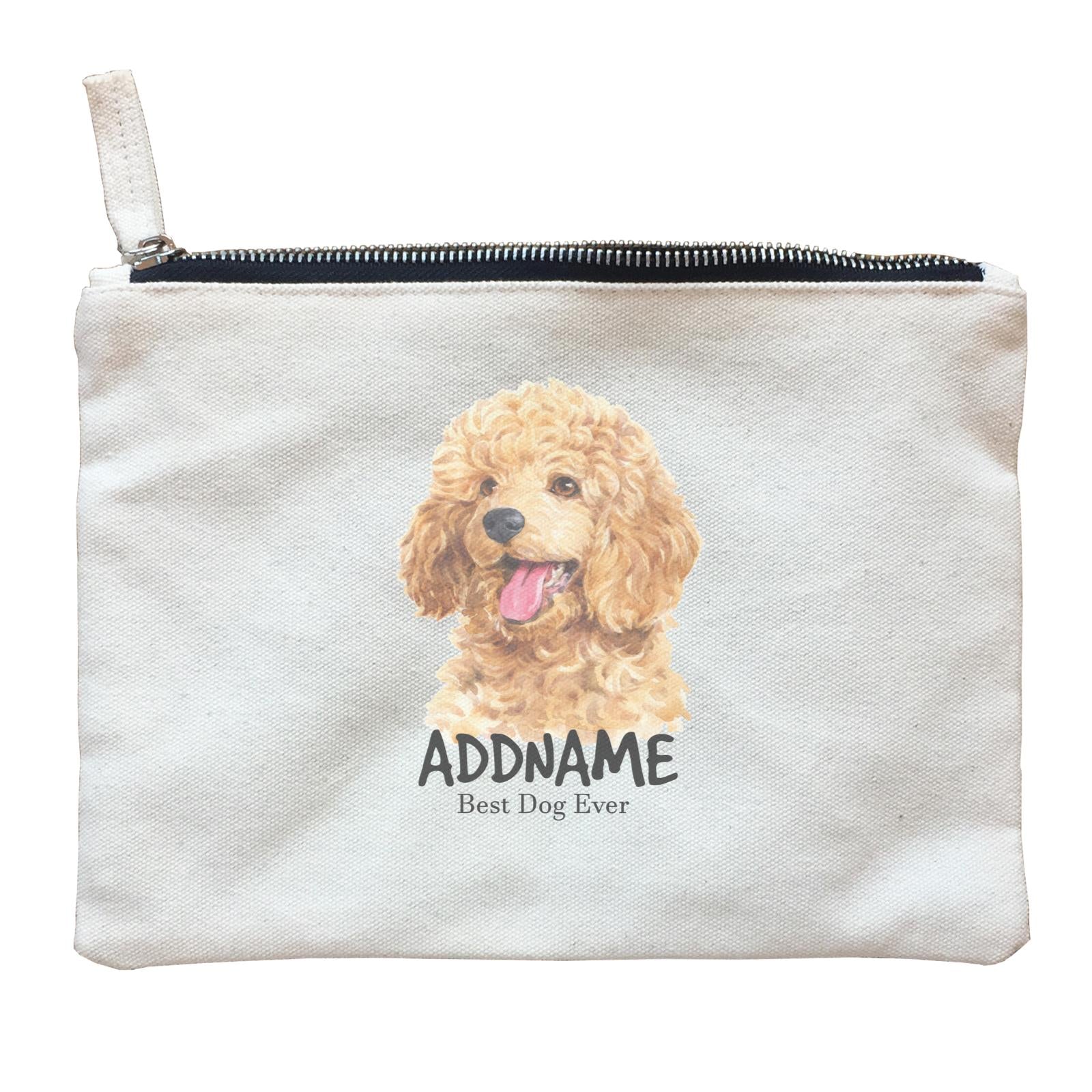 Watercolor Dog Poodle Gold Best Dog Ever Addname Zipper Pouch