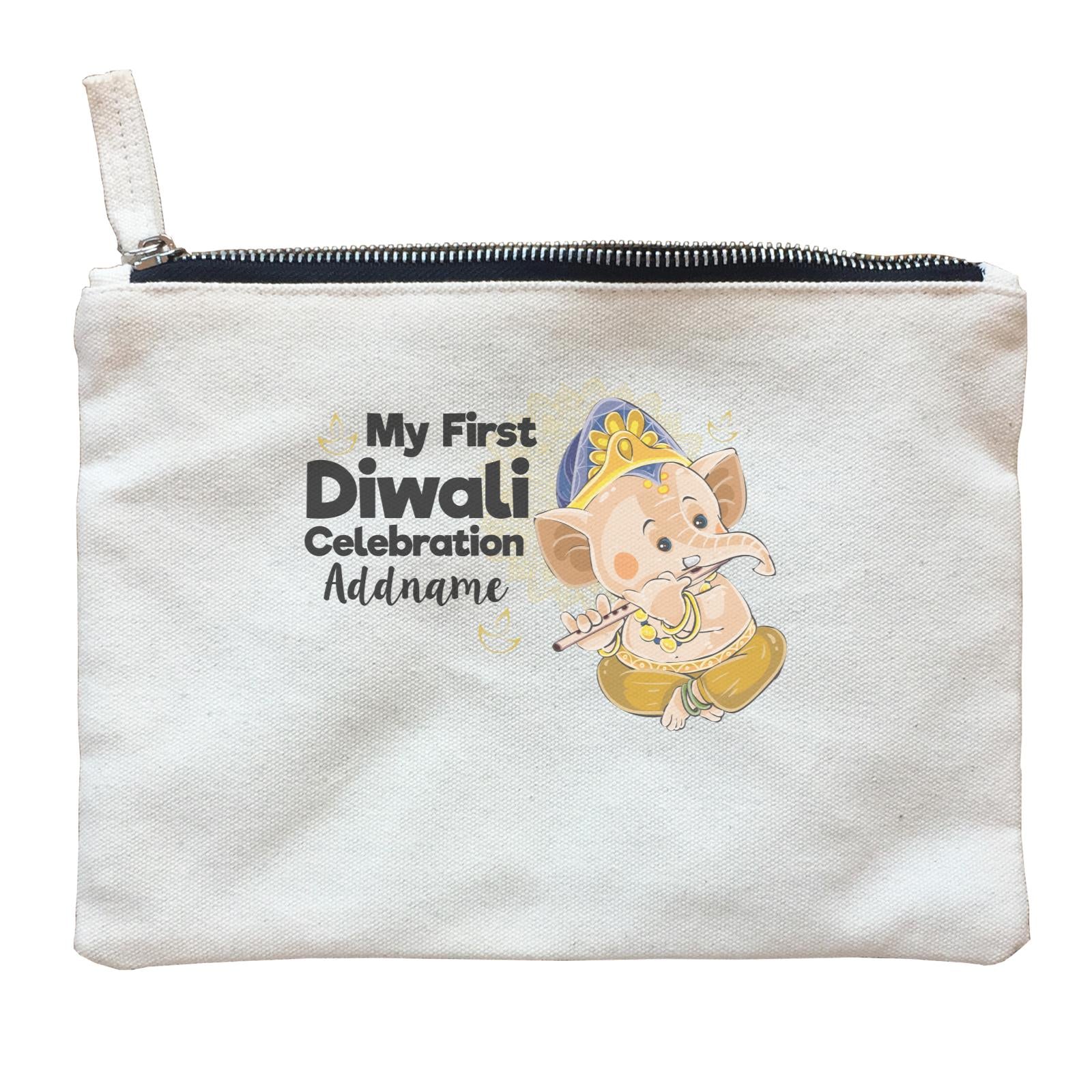 Cute Ganesha My First Diwali Celebration Addname Zipper Pouch