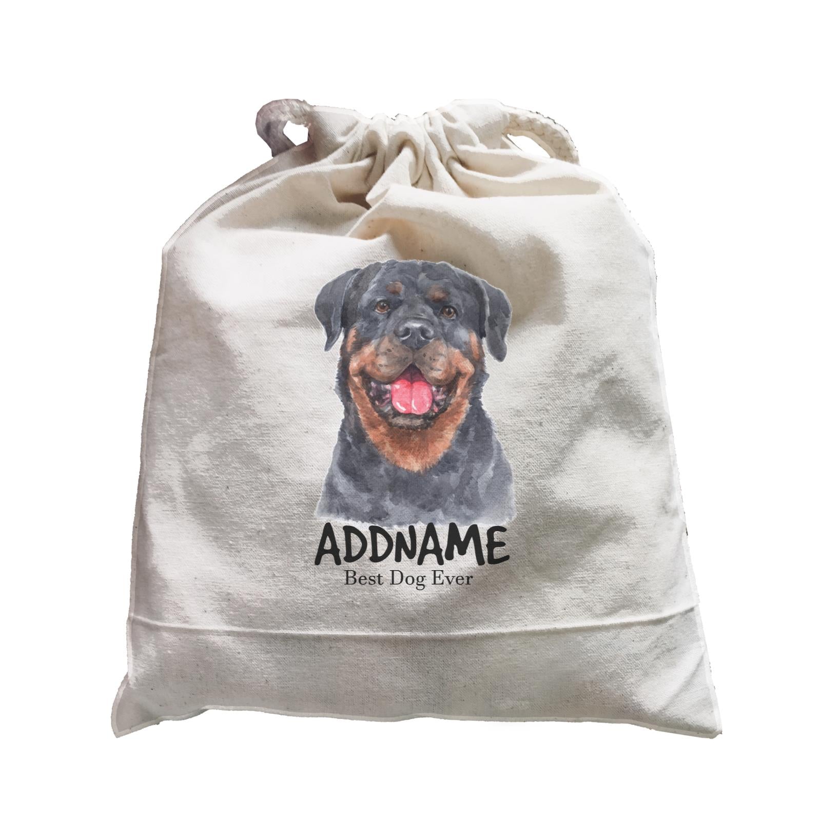 Watercolor Dog Rottweiler Front Best Dog Ever Addname Satchel