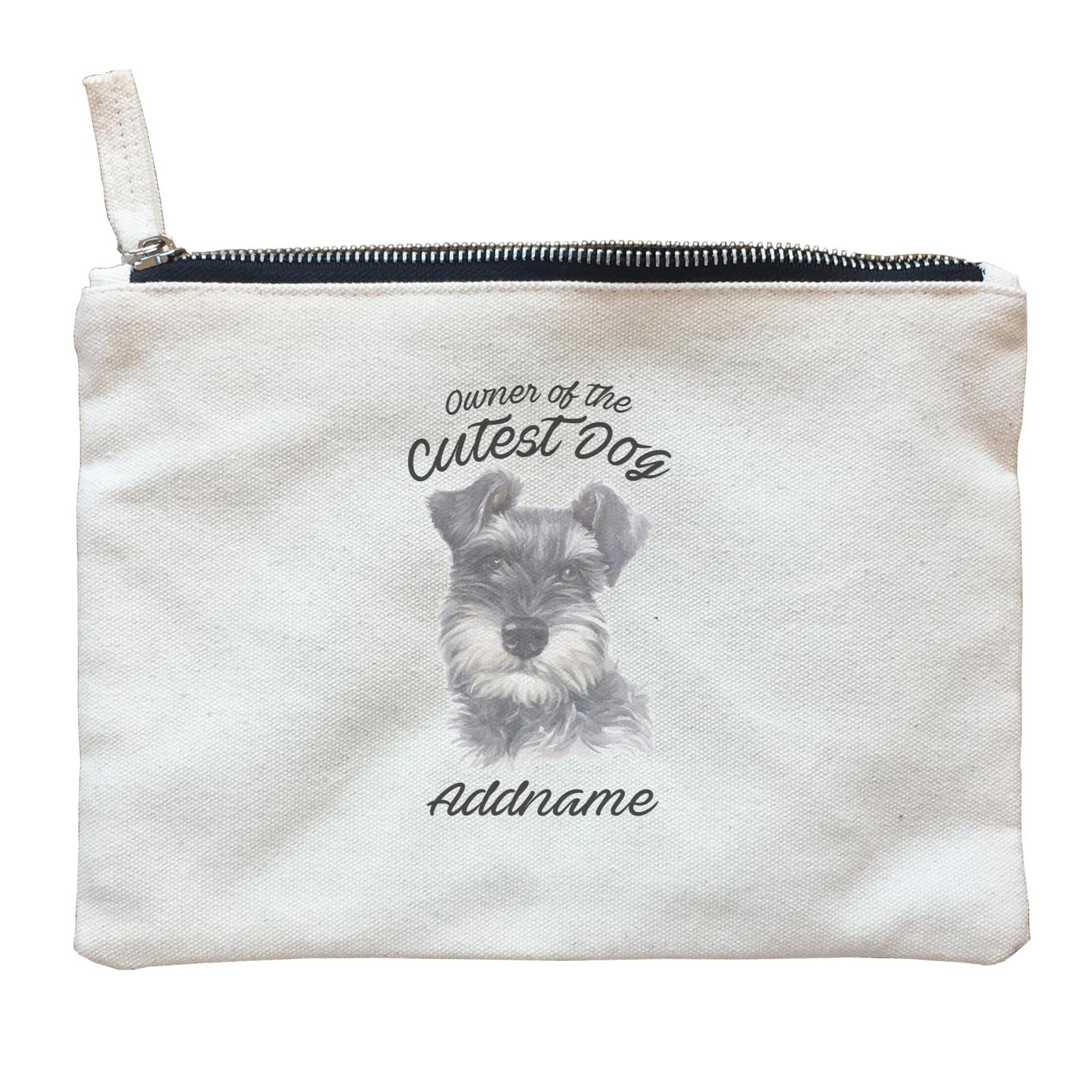 Watercolor Dog Owner Of The Cutest Dog Schnauzer Black Addname Zipper Pouch