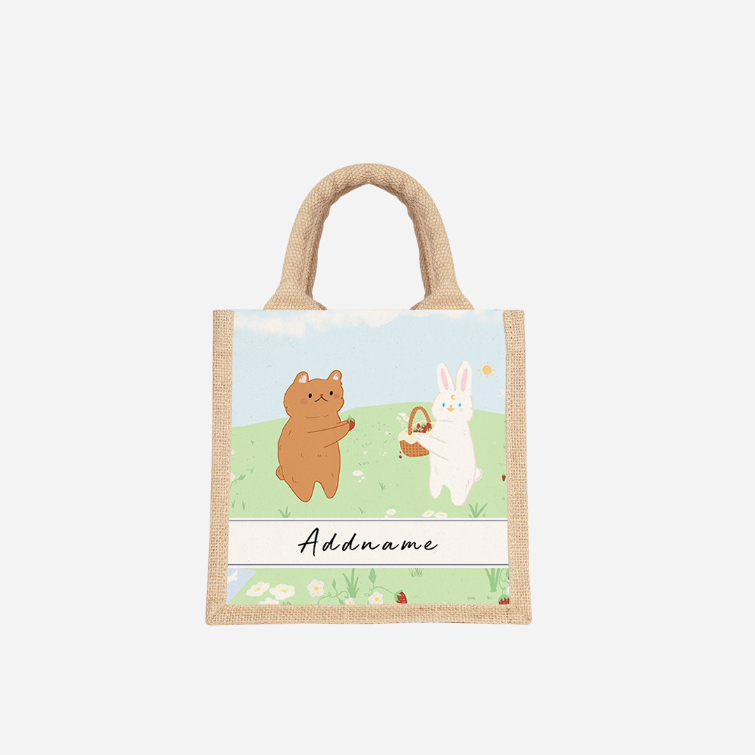 Strawberry Picking Half Lining Lunch Bag